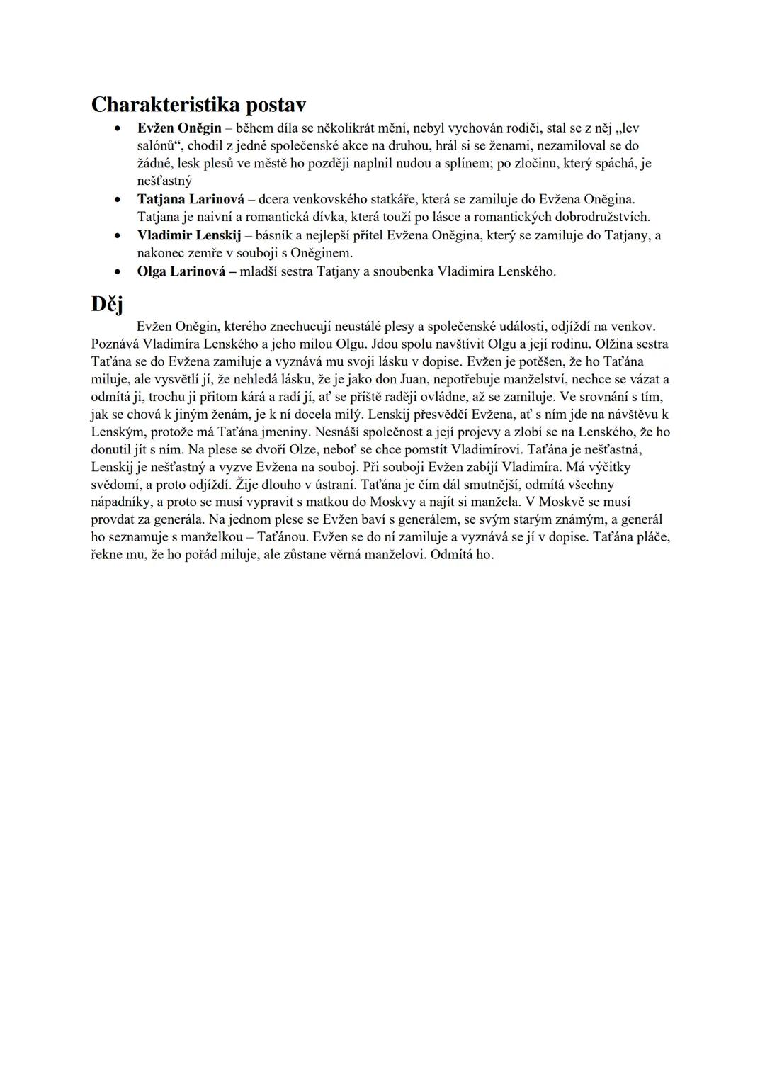 --- OCR Start ---
Evžen Oněgin
Autor - Alexandr Sergejevič Puškin
- Ruský básník a prozaik
- Pocházel se starého šlechtického rodu.
- Záporn