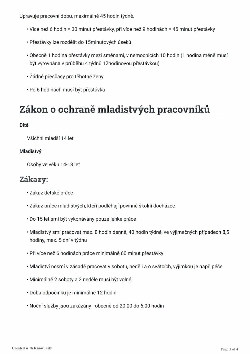 # Základy pracovního práva

Zákon o bezpečnosti práce v České republice se zaměřuje na zlepšení a ochranu bezpečnosti a
zdraví zaměstnanců, 