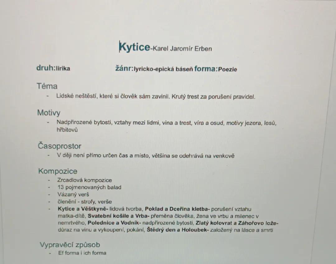 Kytice - Povinná četba k maturitě