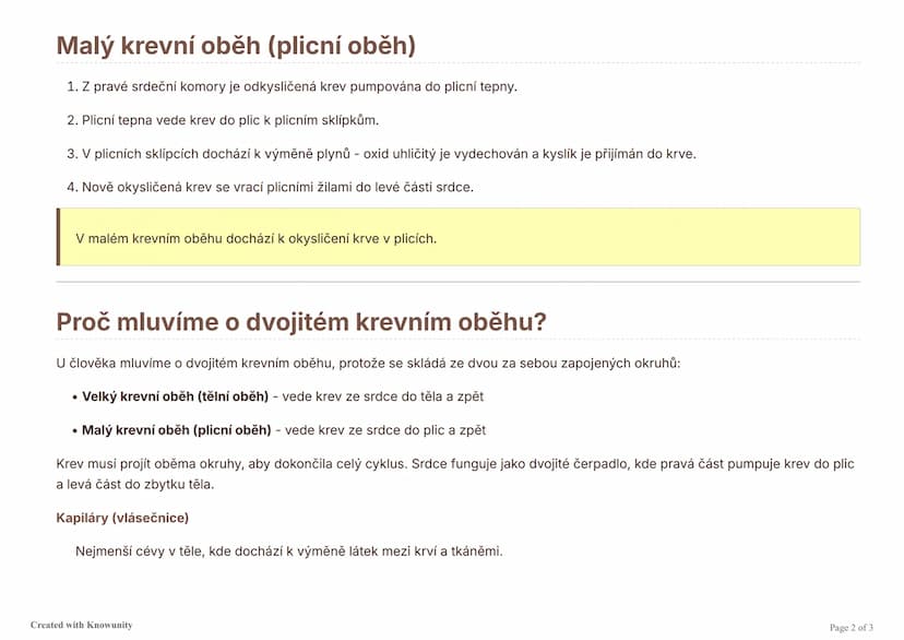 # Krevní oběh
Popis krevního oběhu v lidském těle, včetně velkého a malého krevního oběhu.

# Krevní oběh
Krevní oběh je systém, který zajiš