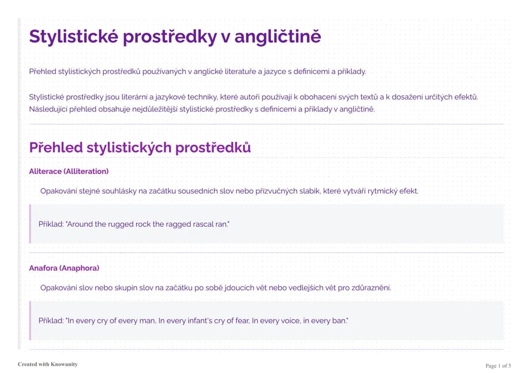 Stylistické prostředky v angličtině