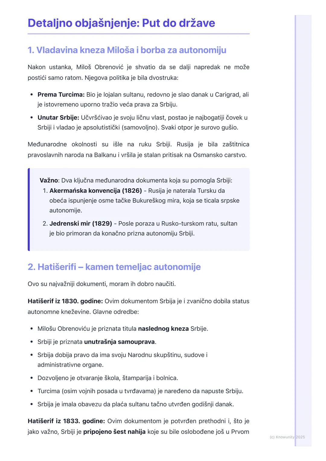 # Autonomija i stvaranje
moderne srpske države

## Uvod u period autonomije

Posle Drugog srpskog ustanka, Srbija nije odmah postala nezavis
