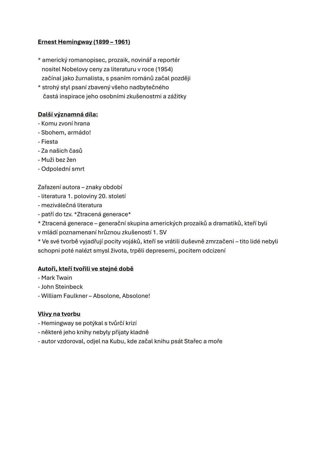 Analýza knihy Stařec a moře