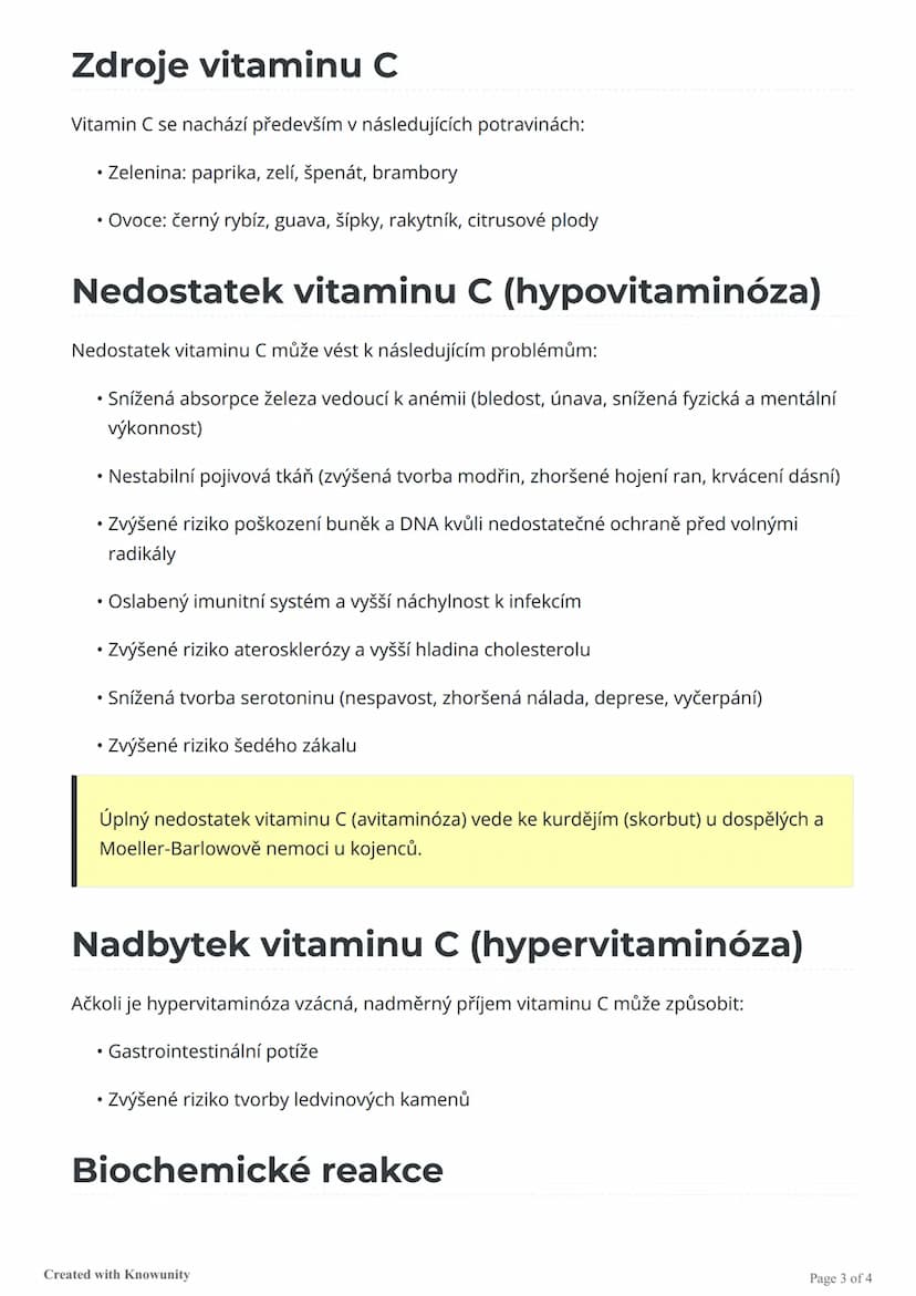 # Vitamin C (kyselina askorbová)
Přehled struktury, vlastností, funkcí a významu vitaminu C v lidském těle, včetně jeho role
jako antioxidan