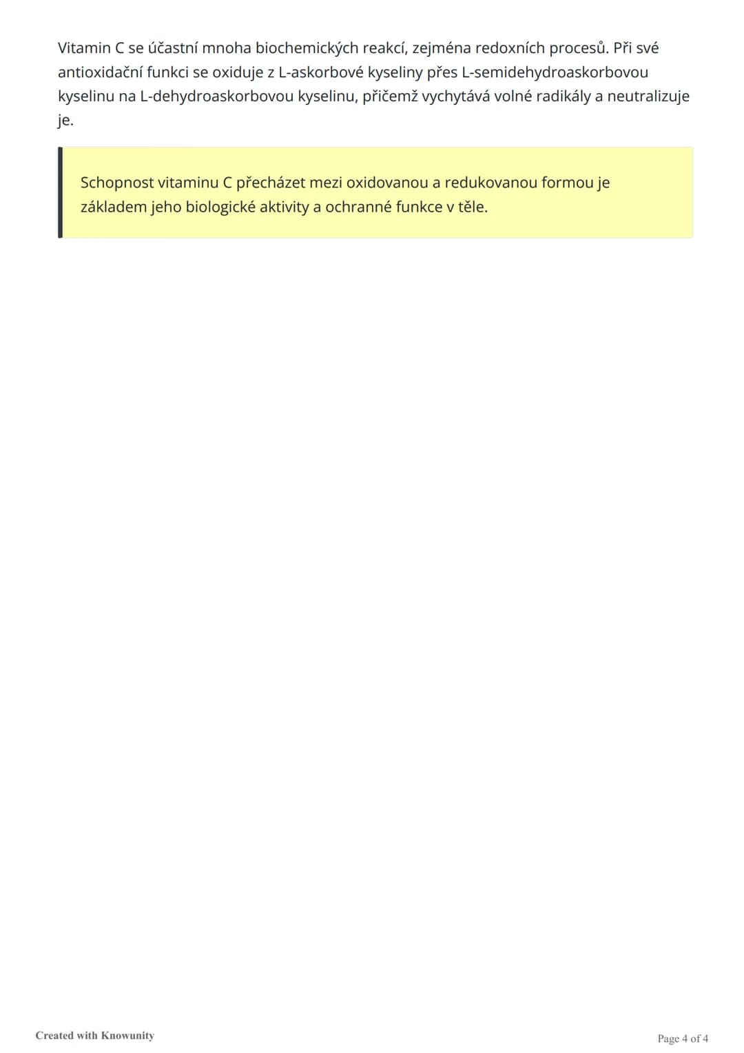 # Vitamin C (kyselina askorbová)
Přehled struktury, vlastností, funkcí a významu vitaminu C v lidském těle, včetně jeho role
jako antioxidan