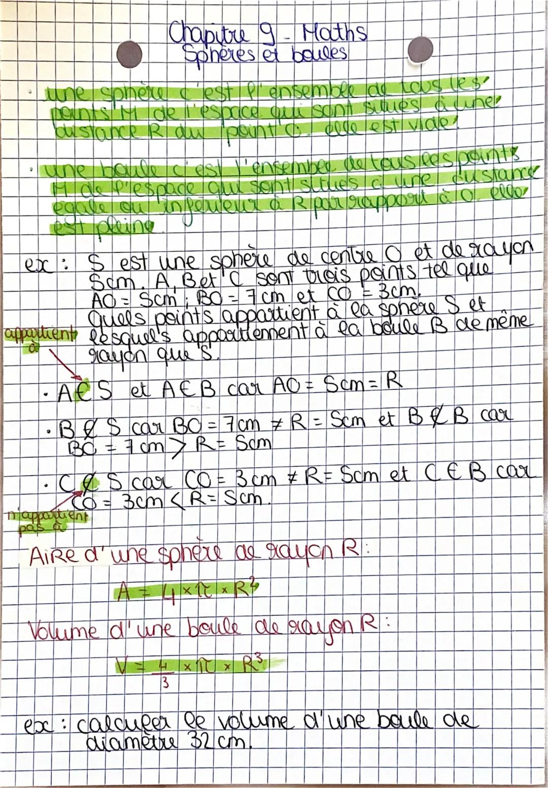 Chapitre 9. Maths
• Spheres et boules
• une sonère c'est l'ensemble de lous les
pants M de l'espace qui sont suues a cine
busiance Raw punto