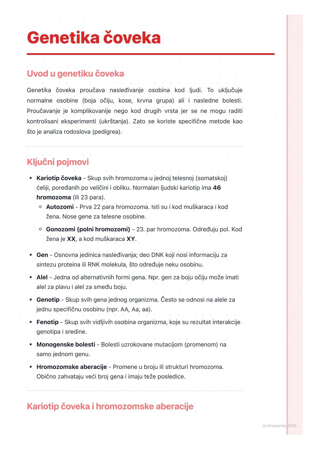 # Genetika čoveka

Uvod u genetiku čoveka

Genetika čoveka proučava nasleđivanje osobina kod ljudi. To uključuje
normalne osobine (boja očij