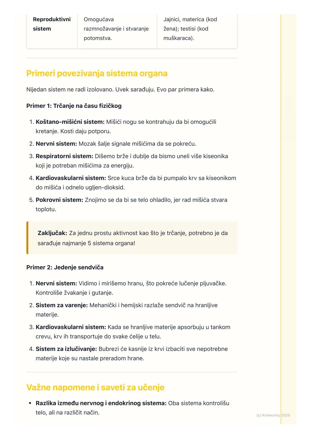 # Sistemi organa

Uvod u sisteme organa

U našem telu, nijedan organ ne radi sam za sebe. Kao igrači u fudbalskom
timu, organi moraju da sar