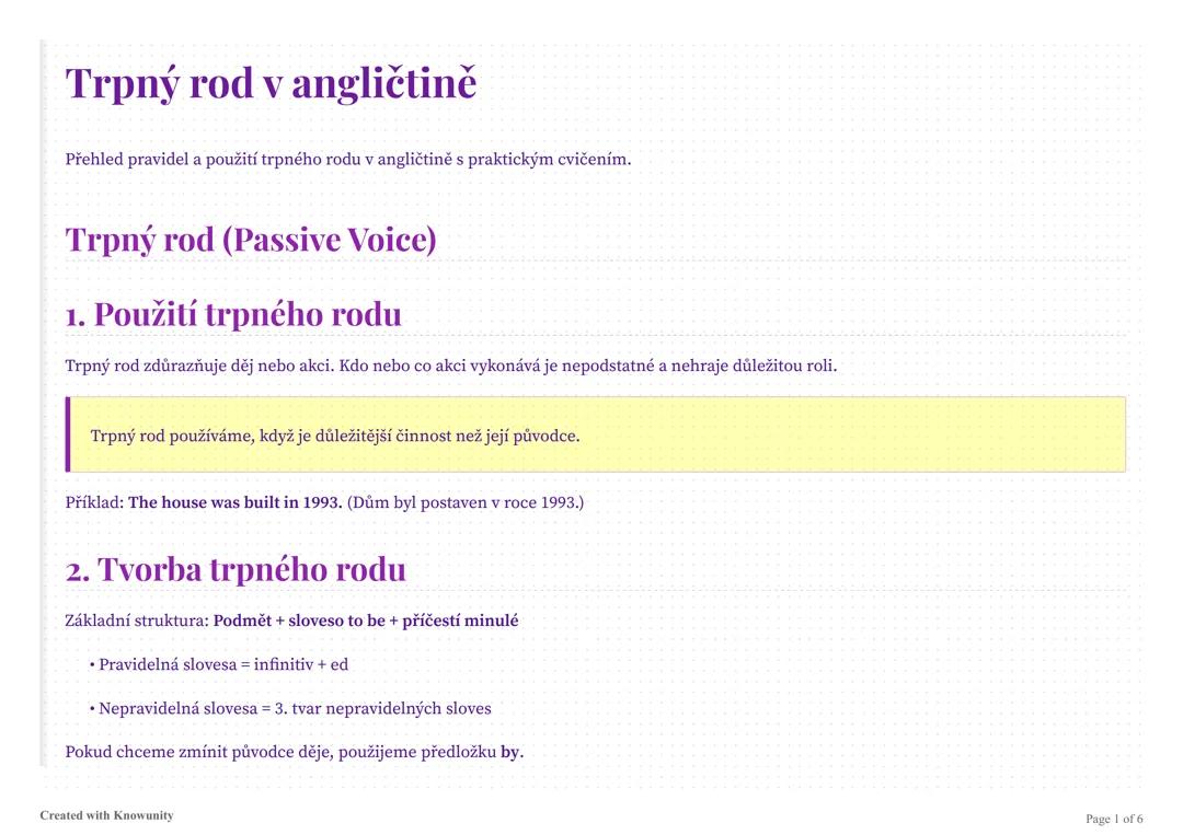 Trpný rod v angličtině