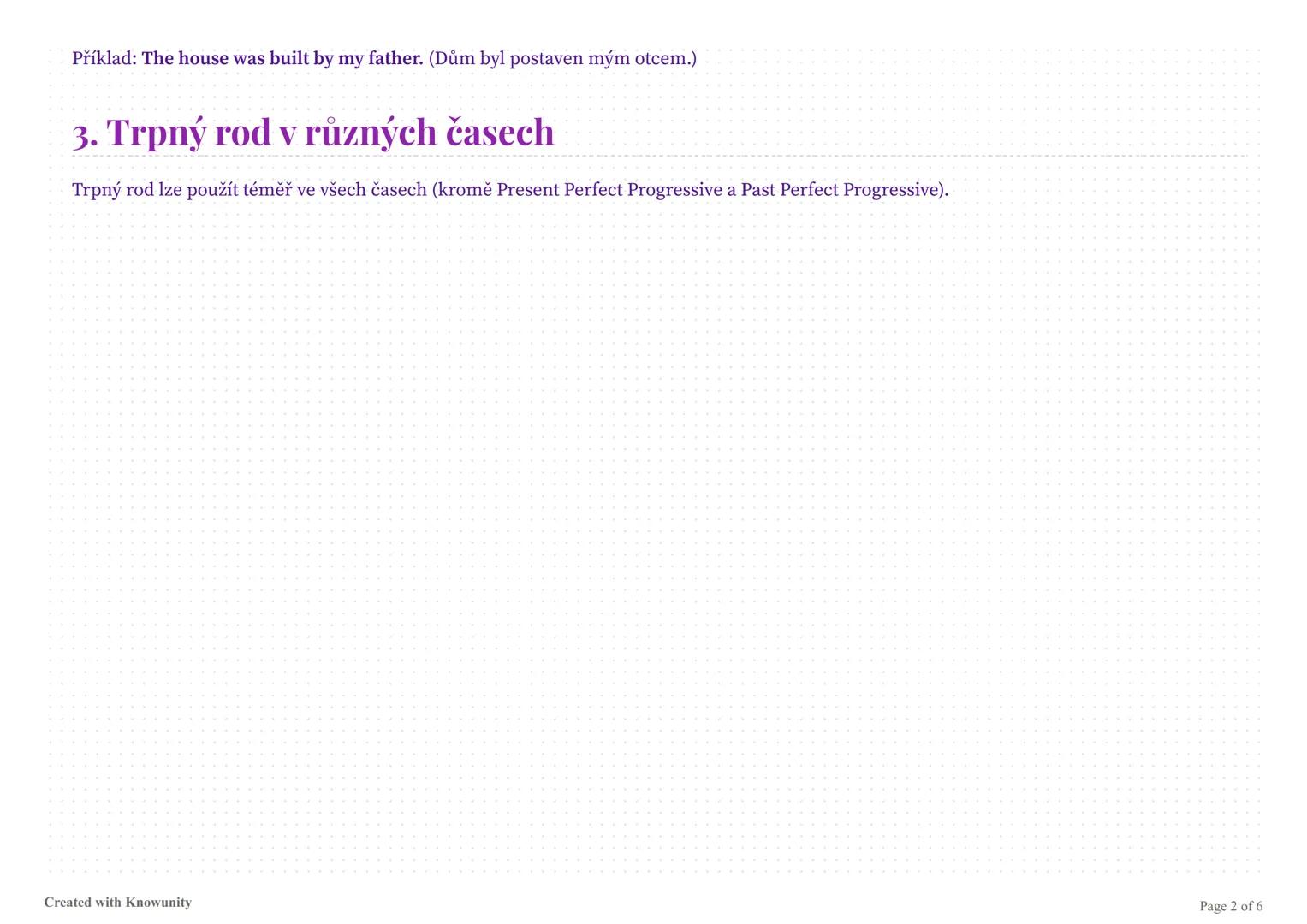 # Trpný rod v angličtině

Přehled pravidel a použití trpného rodu v angličtině s praktickým cvičením.

# Trpný rod (Passive Voice)

## 1. Po