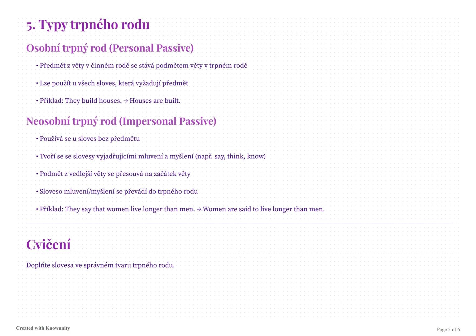 # Trpný rod v angličtině

Přehled pravidel a použití trpného rodu v angličtině s praktickým cvičením.

# Trpný rod (Passive Voice)

## 1. Po