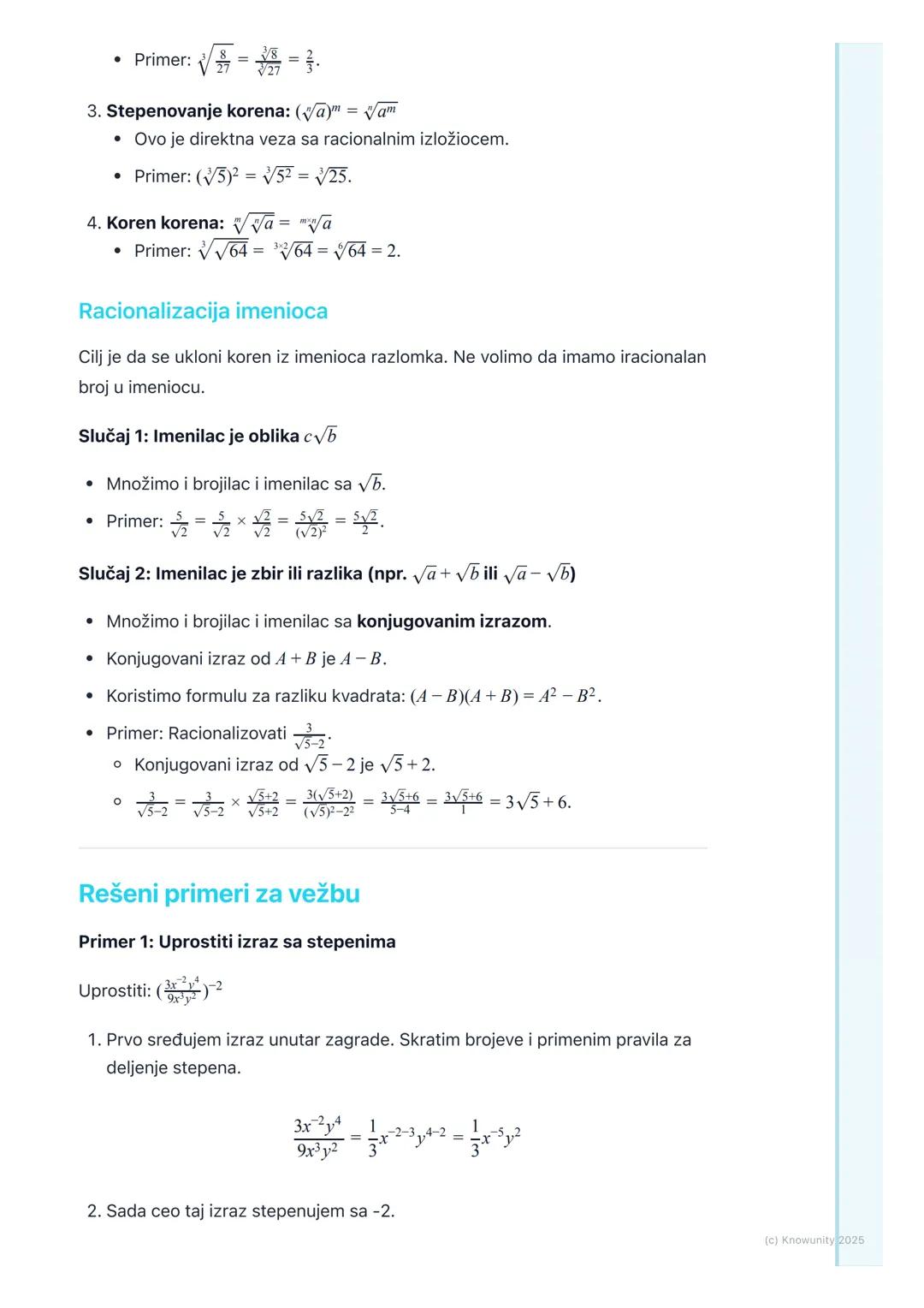 # Stepenovanje i korenovanje

Uvod i ponavljanje

Stepenovanje je skraćeni način pisanja ponovljenog množenja istog broja.
Korenovanje je su