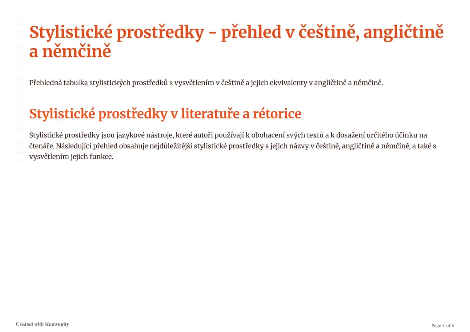 # Stylistické prostředky - přehled v češtině, angličtině a němčině

Přehledná tabulka stylistických prostředků s vysvětlením v češtině a jej