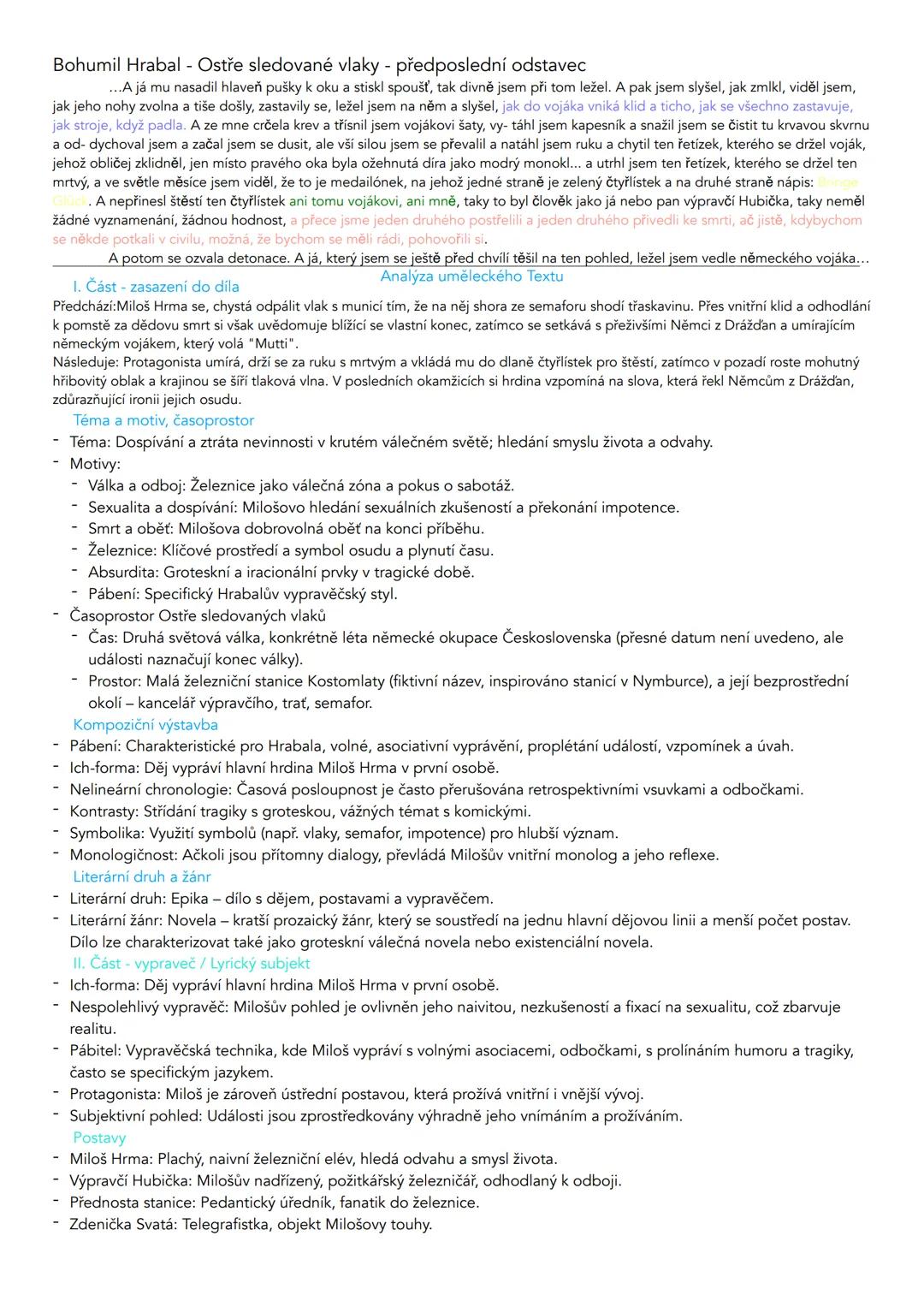 Vypracovaná kniha Ostře sledované vlaky