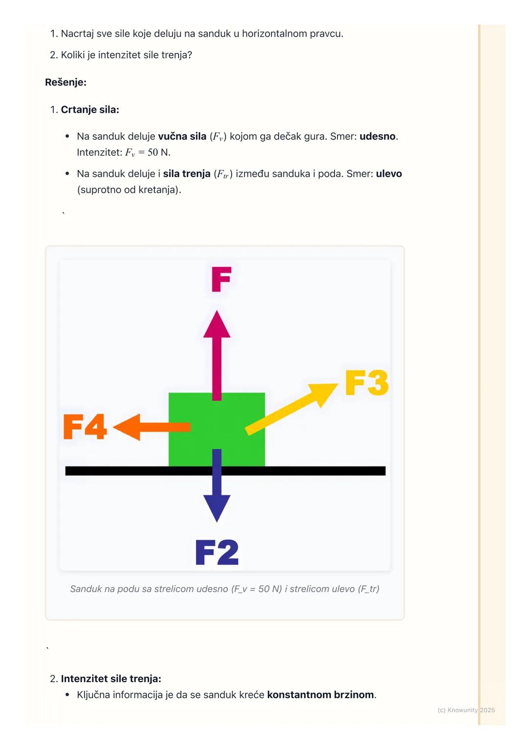 # Sila trenja

Uvod u silu trenja

Sila trenja je sila koja se javlja kada su dva tela u kontaktu i jedno se kreće ili
pokušava da se kreće 