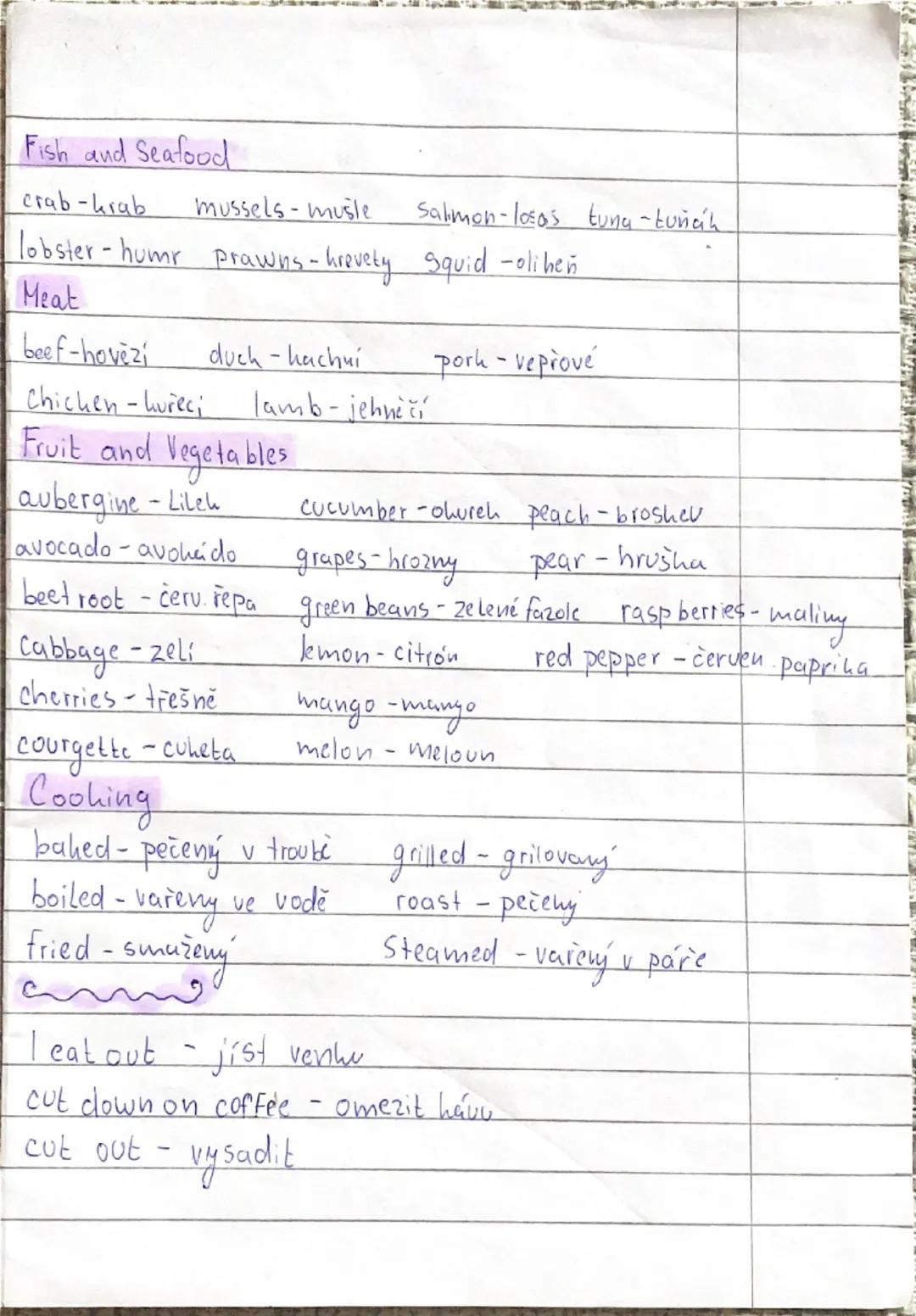 Recepty a Slovní Zásoba v Angličtině