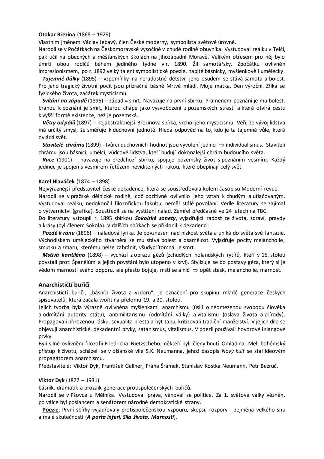 # 10. Česká moderna
(konec 19. století)

V 90. letech nastoupila v české literatuře nová generace, která odmítala dosavadní společenské
a um