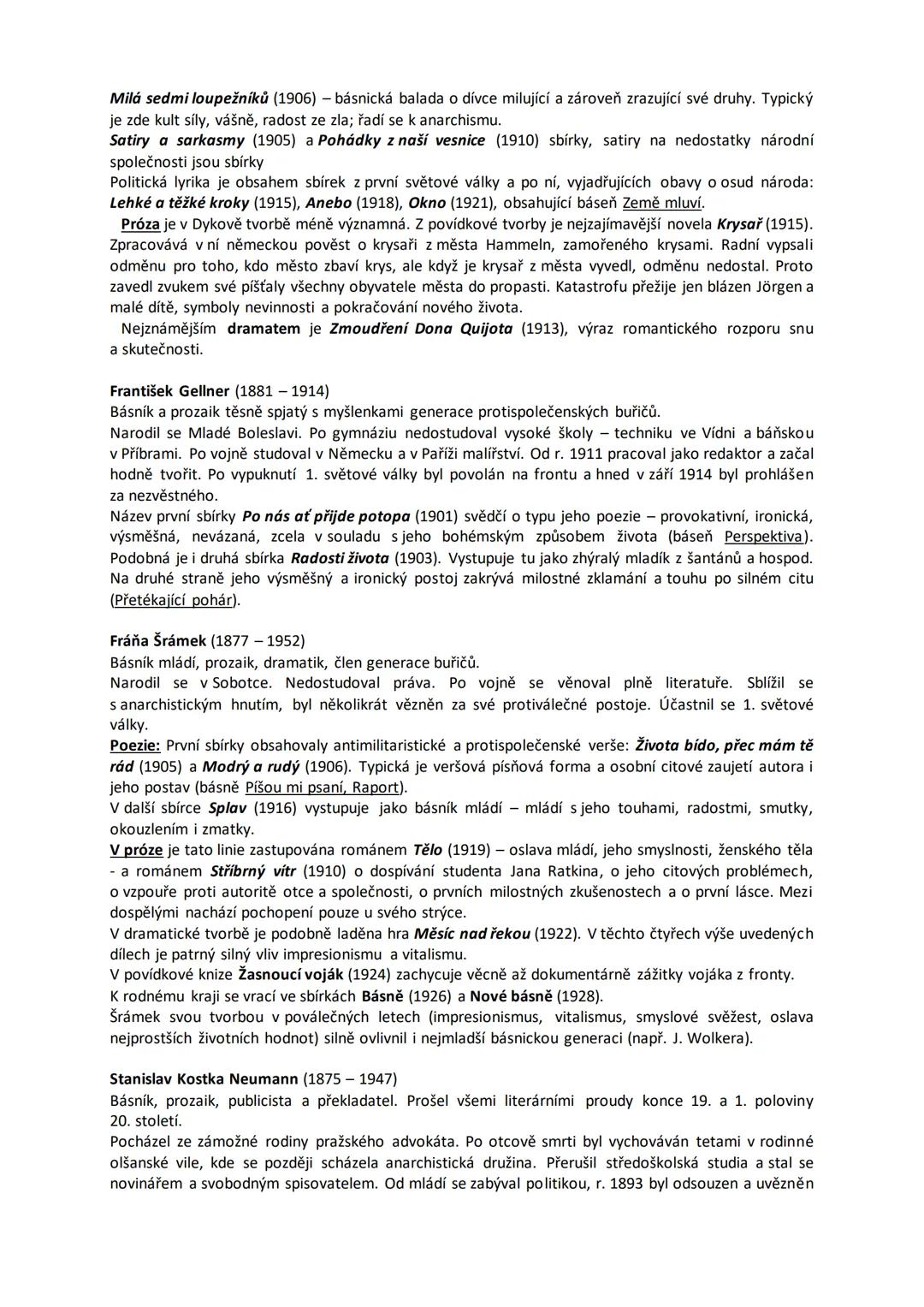 # 10. Česká moderna
(konec 19. století)

V 90. letech nastoupila v české literatuře nová generace, která odmítala dosavadní společenské
a um