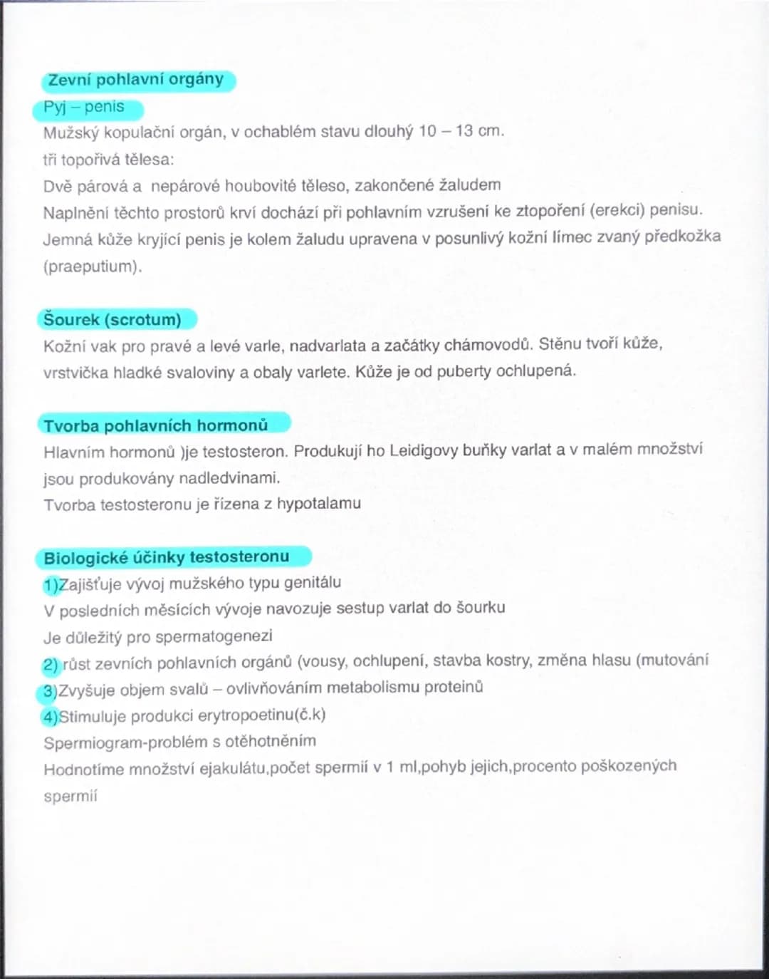 # Mužský reprodukční systém zajišťuje

Tvorbu pohlavních buněk (spermatogenezi)
Produkci pohlavních hormonů
Umožňuje pohlavní spojení (koitu