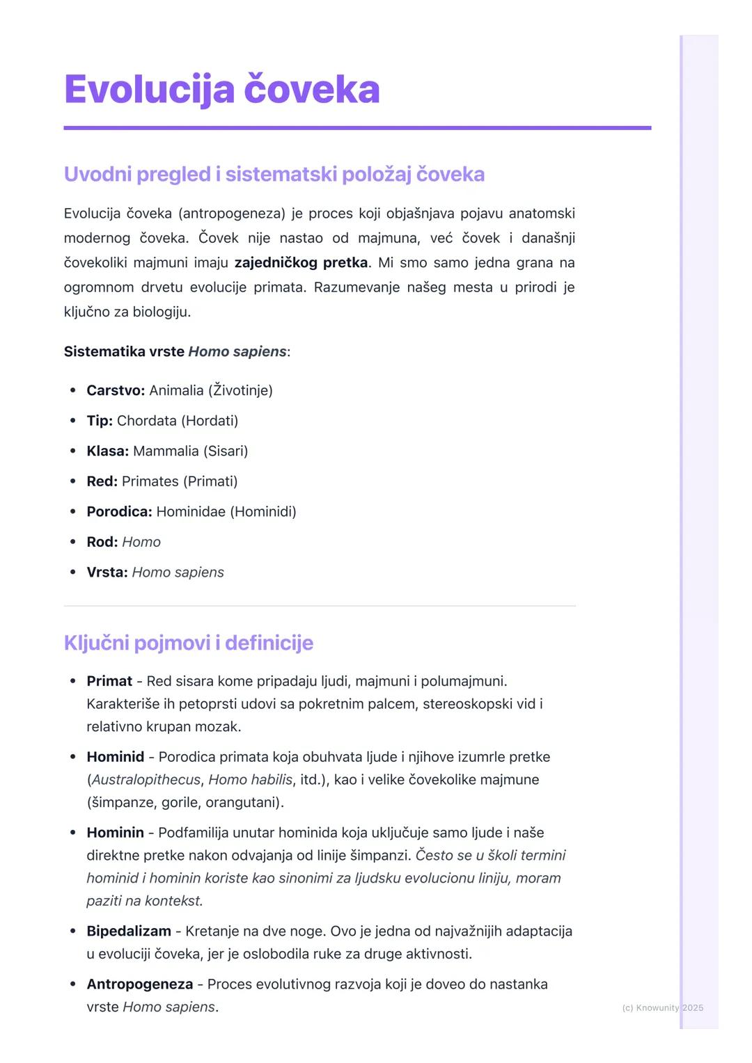 # Evolucija čoveka

Uvodni pregled i sistematski položaj čoveka

Evolucija čoveka (antropogeneza) je proces koji objašnjava pojavu anatomski