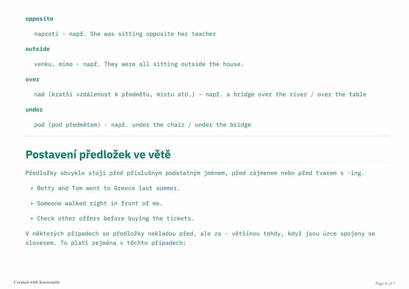 # Předložky v angličtině

Podrobné vysvětlení anglických předložek, jejich použití a umístění ve větách.

# Co jsou předložky?

Předložky (a