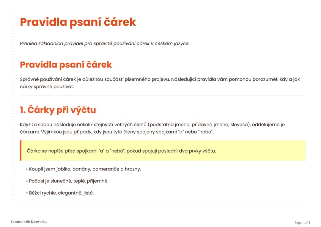 Pravidla psaní čárek