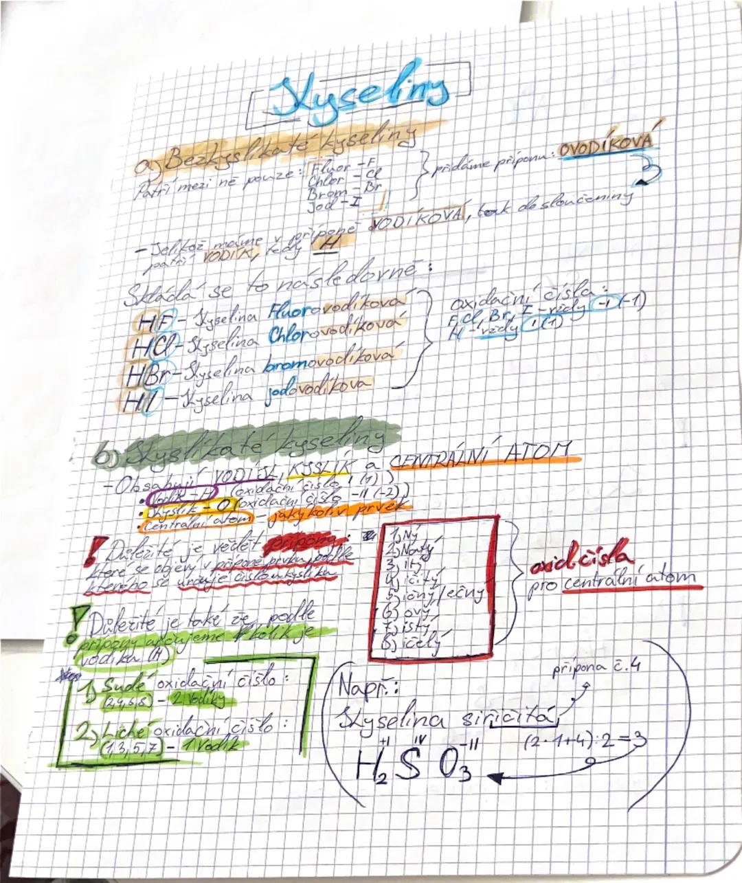 Kyseliny (kyslíkaté, bezkyslíkaté)