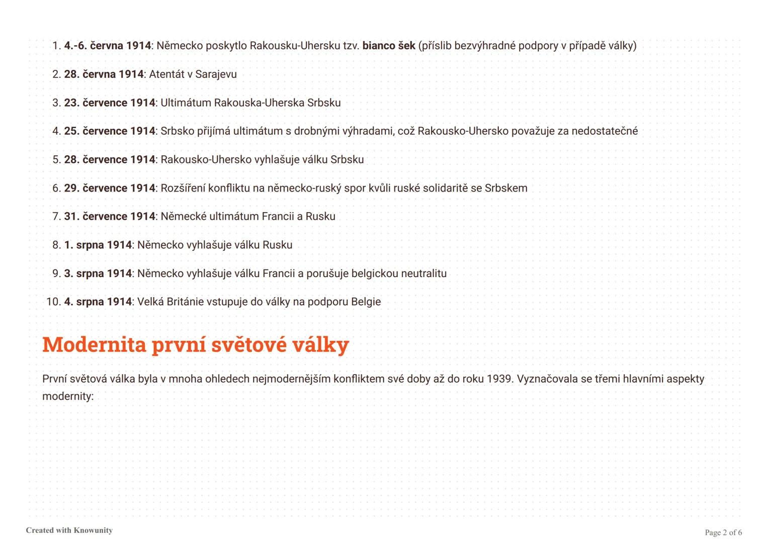 První světová válka (1914-1918)
Komplexní přehled první světové války zahrnující příčiny, průběh, modernitu konfliktu a jeho dopady na spole