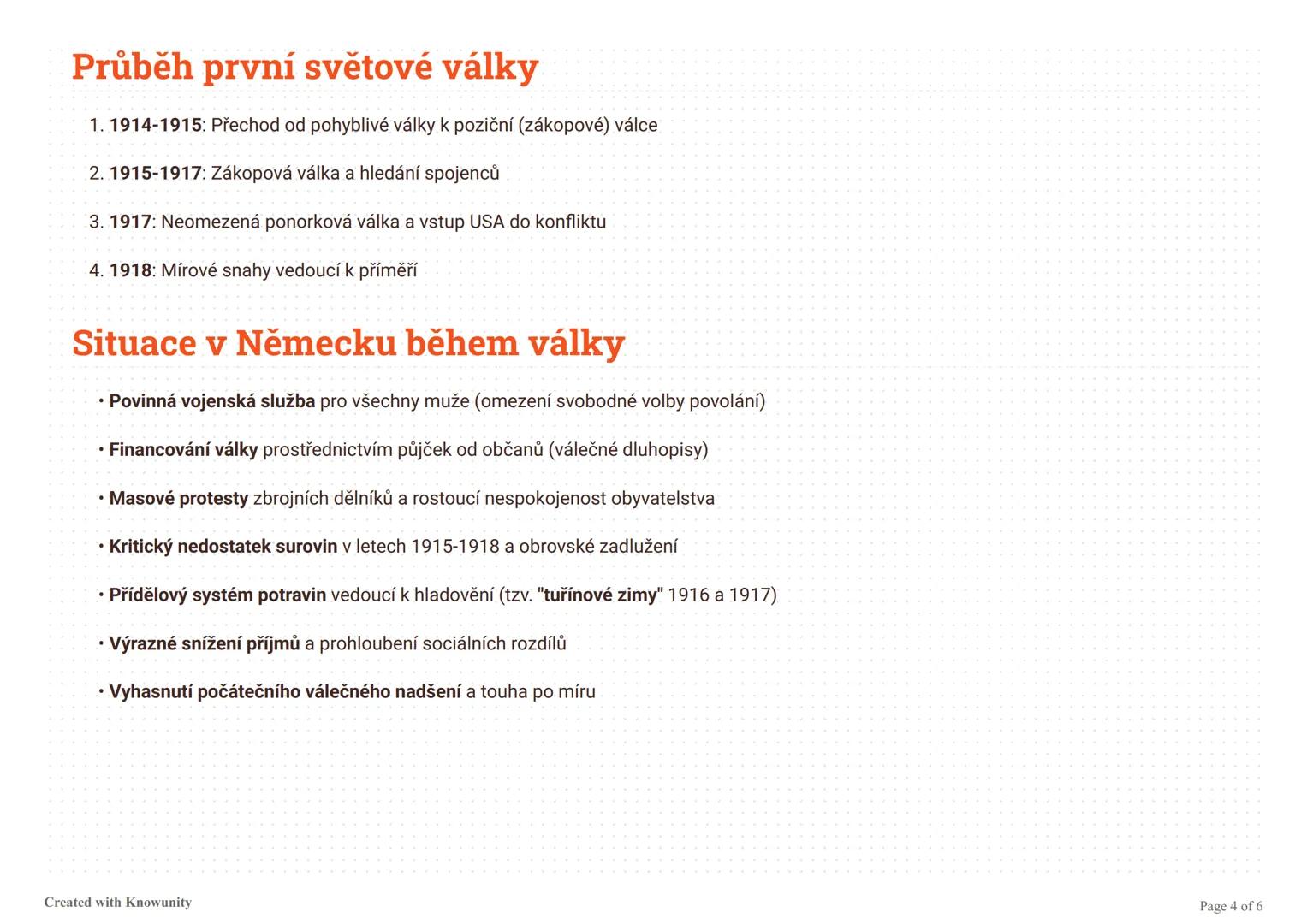 První světová válka (1914-1918)
Komplexní přehled první světové války zahrnující příčiny, průběh, modernitu konfliktu a jeho dopady na spole