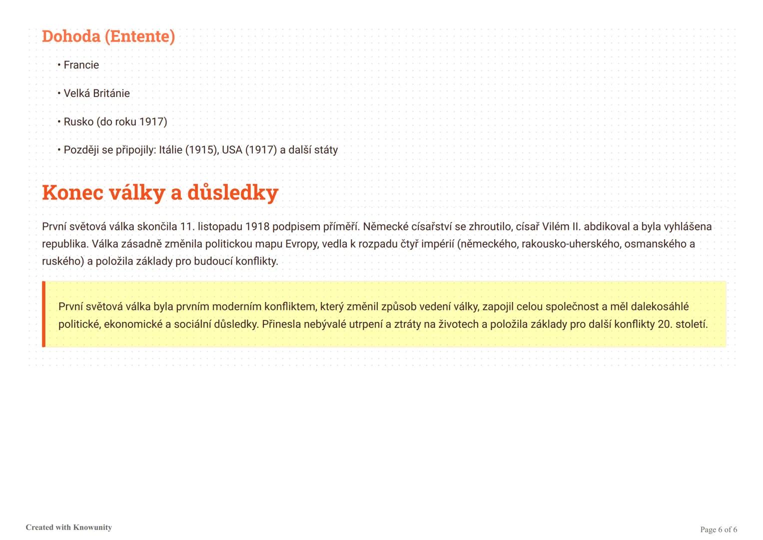 První světová válka (1914-1918)
Komplexní přehled první světové války zahrnující příčiny, průběh, modernitu konfliktu a jeho dopady na spole