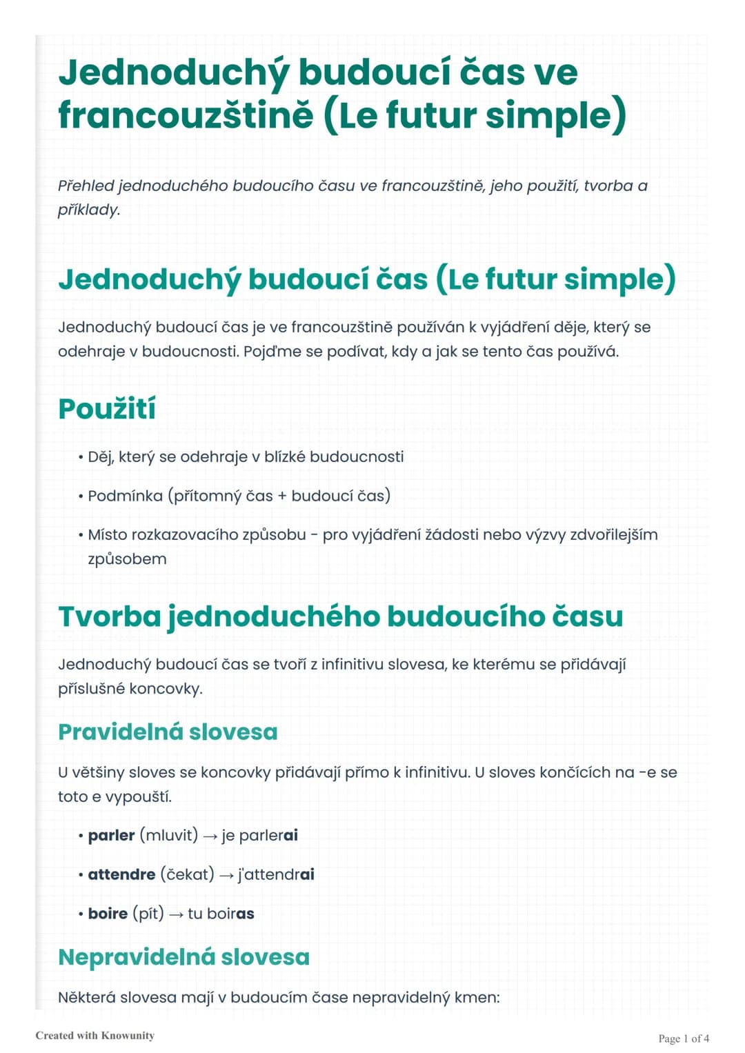 Jednoduchý budoucí čas ve francouzštině (Le futur simple)