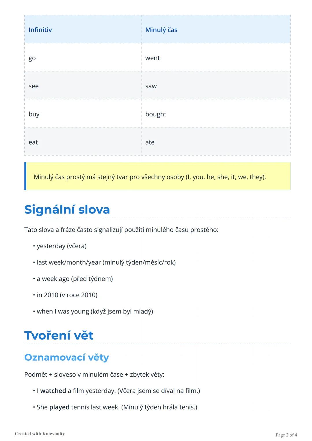 # Angličtina - minulý čas prostý
(simple past)

Přehled minulého času prostého v angličtině, jeho použití a tvoření.

# Minulý čas prostý (s