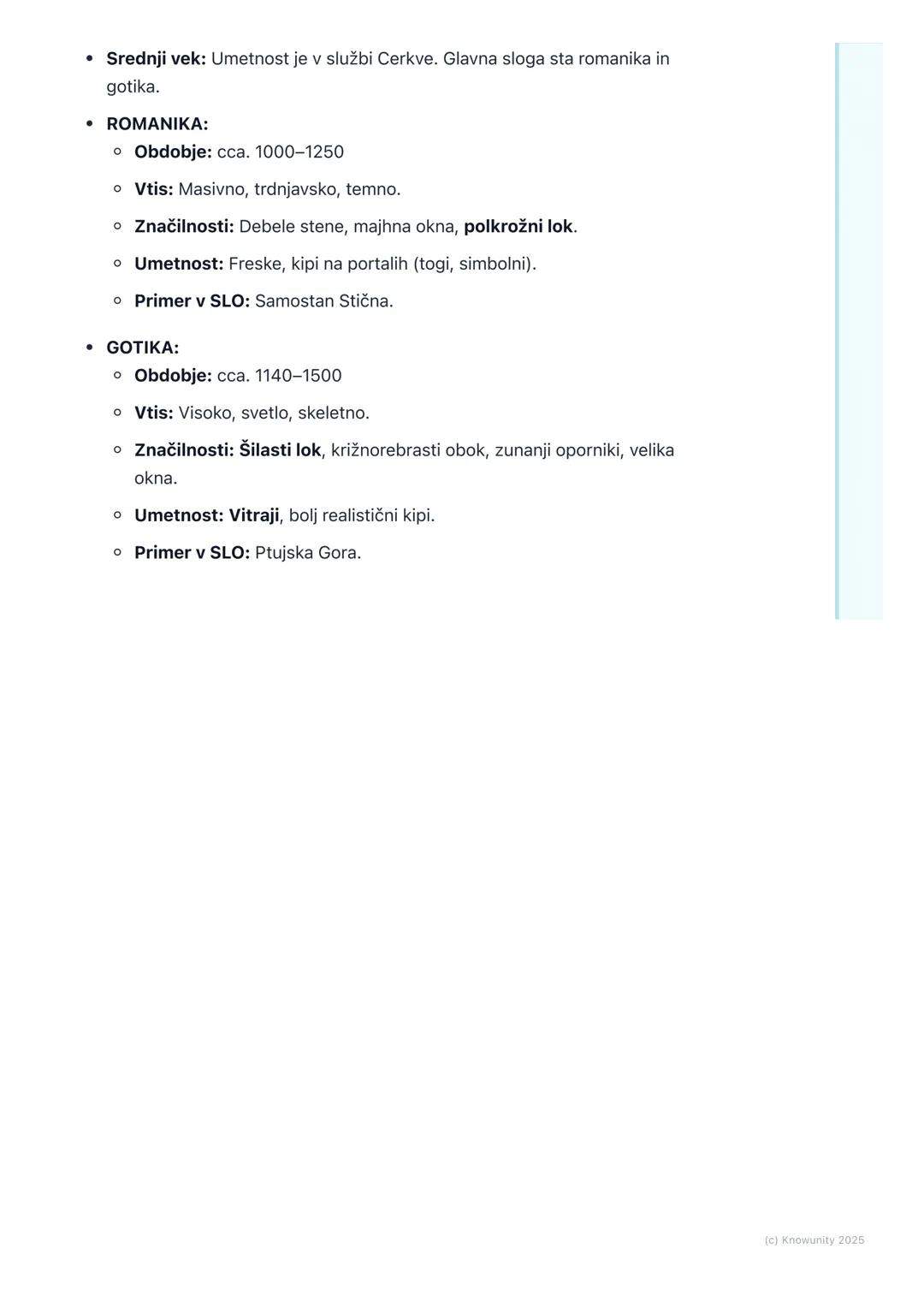 # Srednji vek (Romanika in
Gotika)

Uvod v srednji vek

Srednji vek je dolgo obdobje v evropski zgodovini, približno od 5. do 15.
stoletja. 