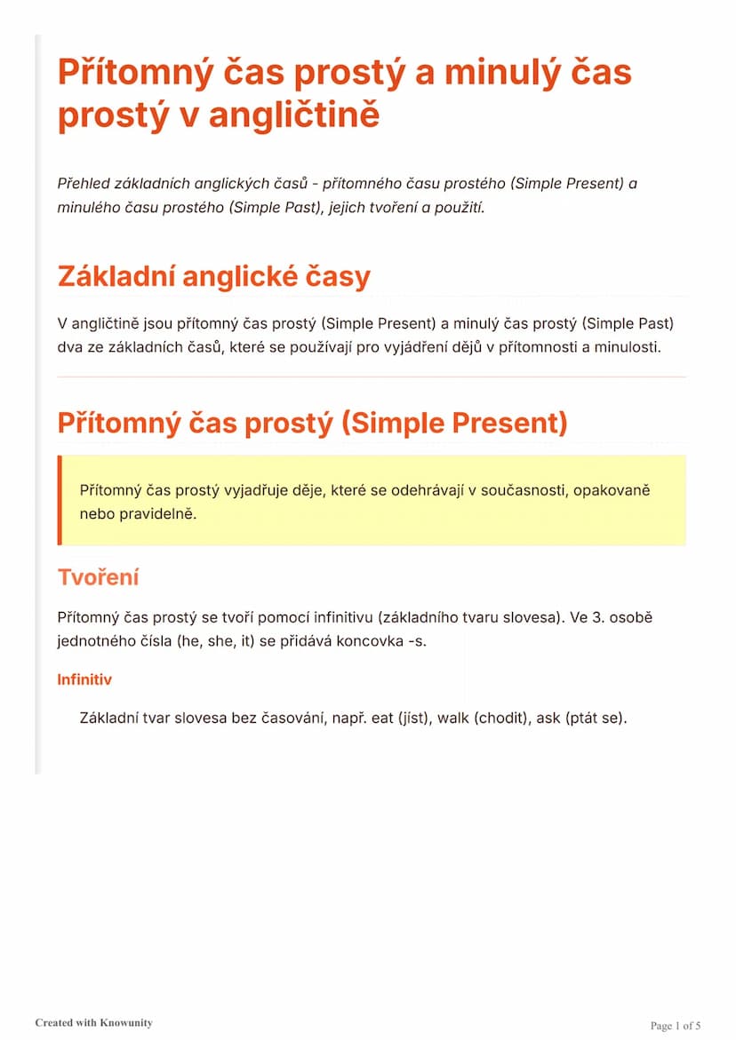 # Přítomný čas prostý a minulý čas
prostý v angličtině

Přehled základních anglických časů - přítomného času prostého (Simple Present) a
min