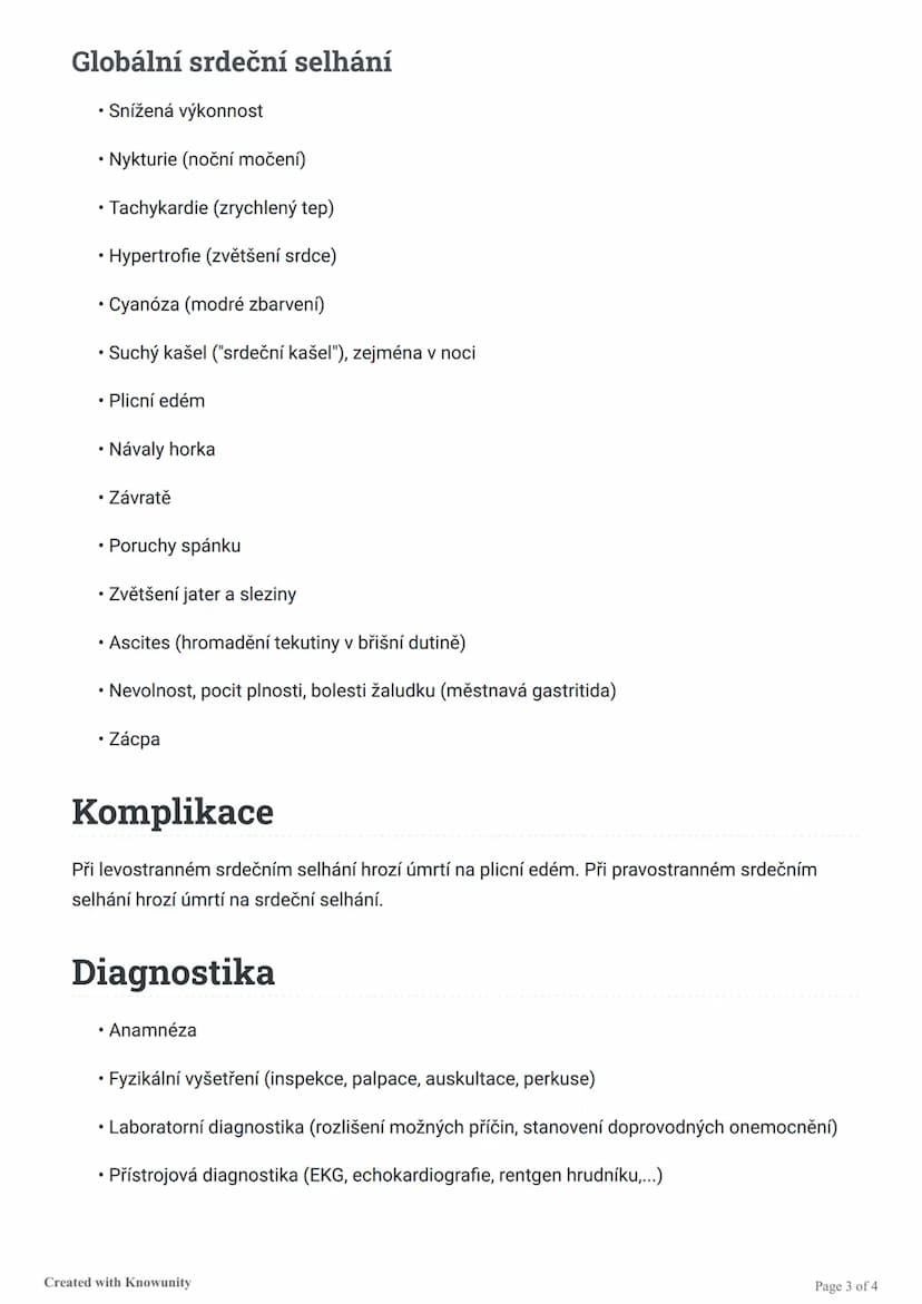 # Srdeční selhání
Stručný přehled srdečního selhání, jeho příčin, příznaků, diagnostiky a léčby.

# Srdeční selhání
Srdeční selhání je stav,