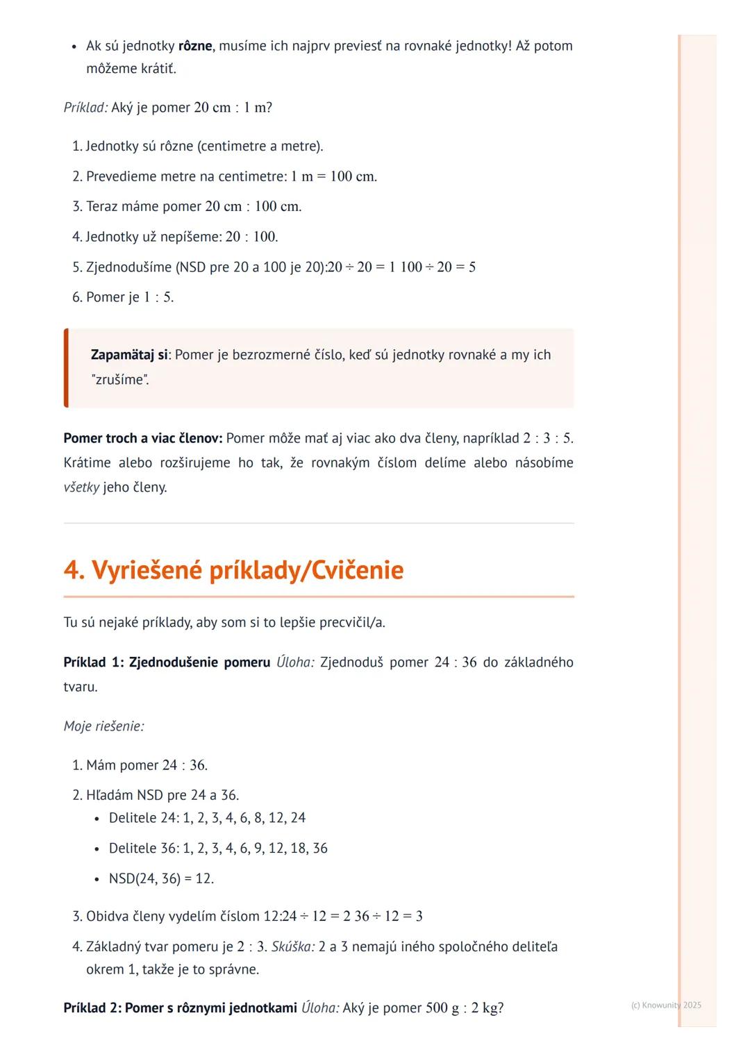 # Pomer

1. Prehľad pomeru

Pomer je spôsob, ako porovnávame dve alebo viac čísel, ktoré hovoria o množstve
niečoho. Ukazuje nám, koľkokrát 