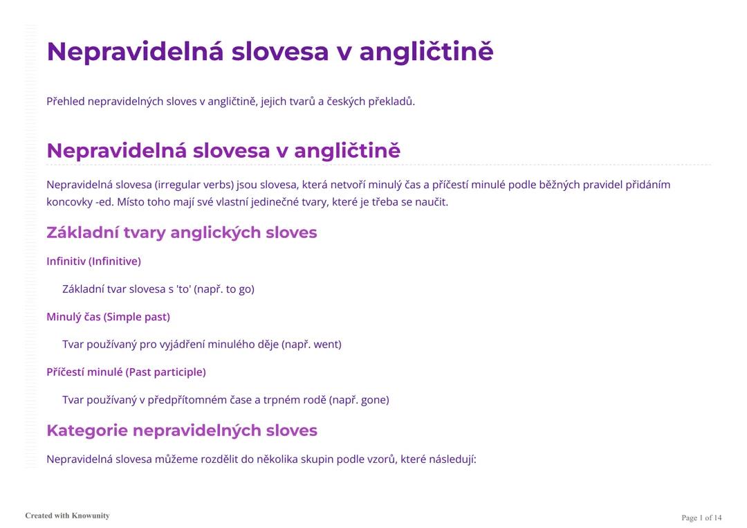 Nepravidelná slovesa v angličtině