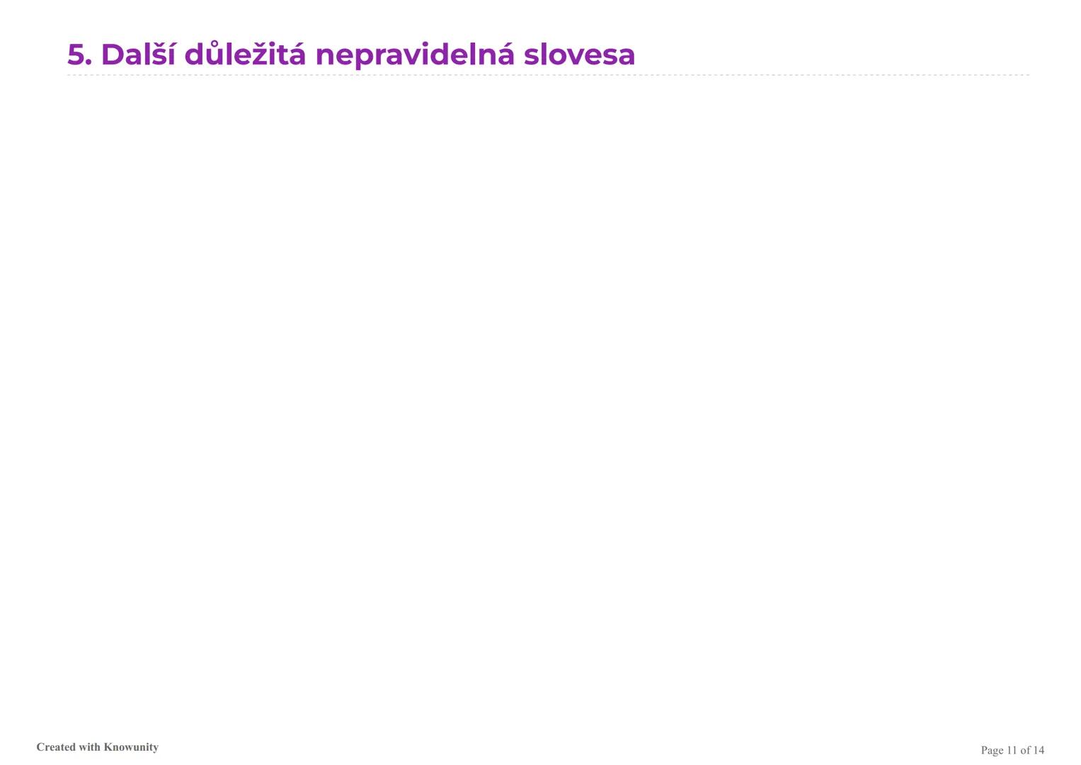 # Nepravidelná slovesa v angličtině

Přehled nepravidelných sloves v angličtině, jejich tvarů a českých překladů.

# Nepravidelná slovesa v 