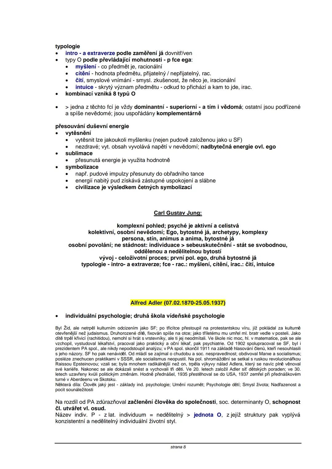 # TEORIE OSOBNOSTI
**Obsah:**
| strana |
|----|
| S. Freud | 2 |
| C. G. Jung | 5 |
| A. Adler | 8 |
| K. Horneyová | 11 |
| H. A. Murray