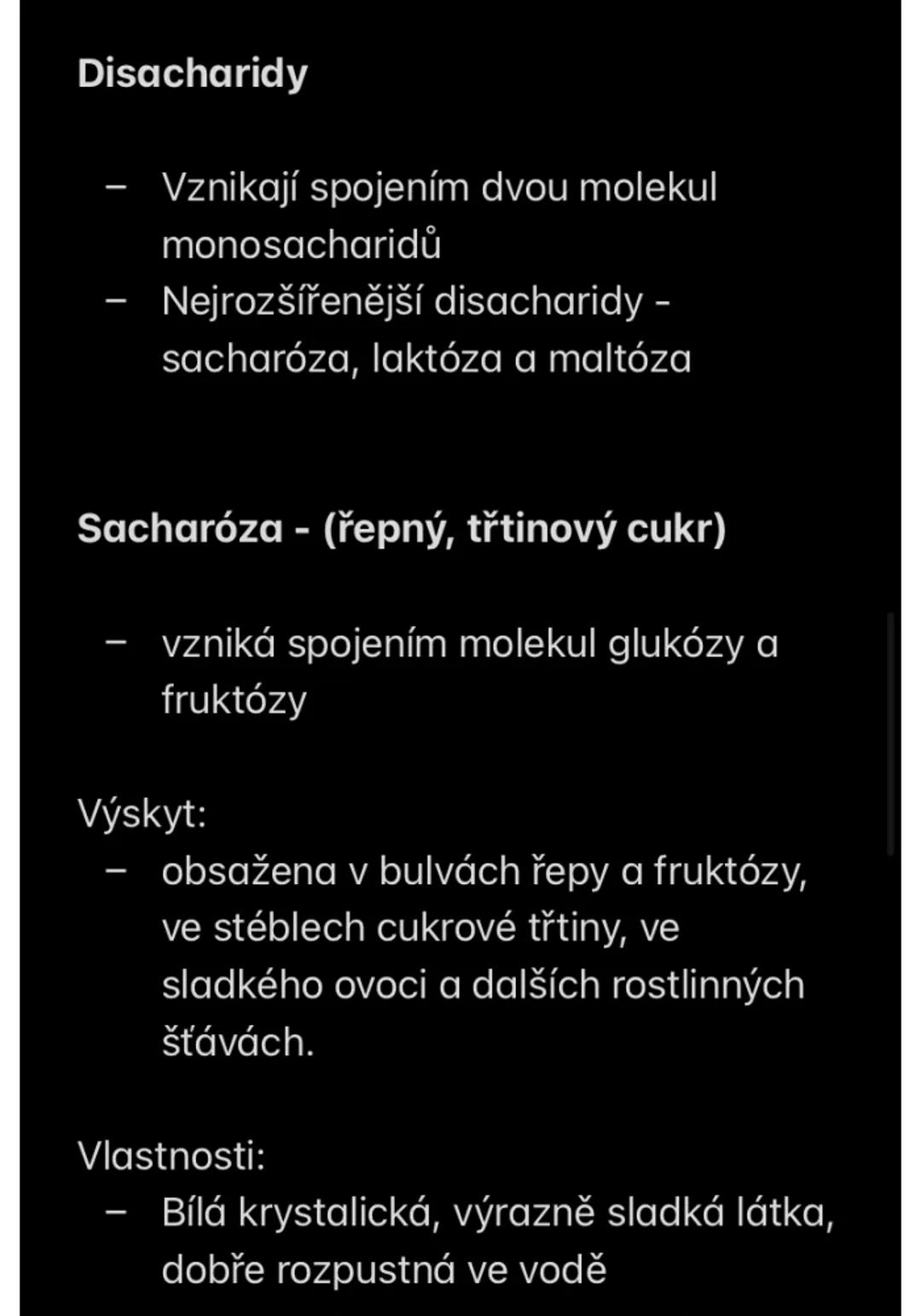 # Chemie - cukry
sacharidy
- v molekulách sacharidů jsou
obsaženy atomy tří prvků – uhlíku,
vodíku a kyslíku H-C=O
- Jejich molekuly obsah