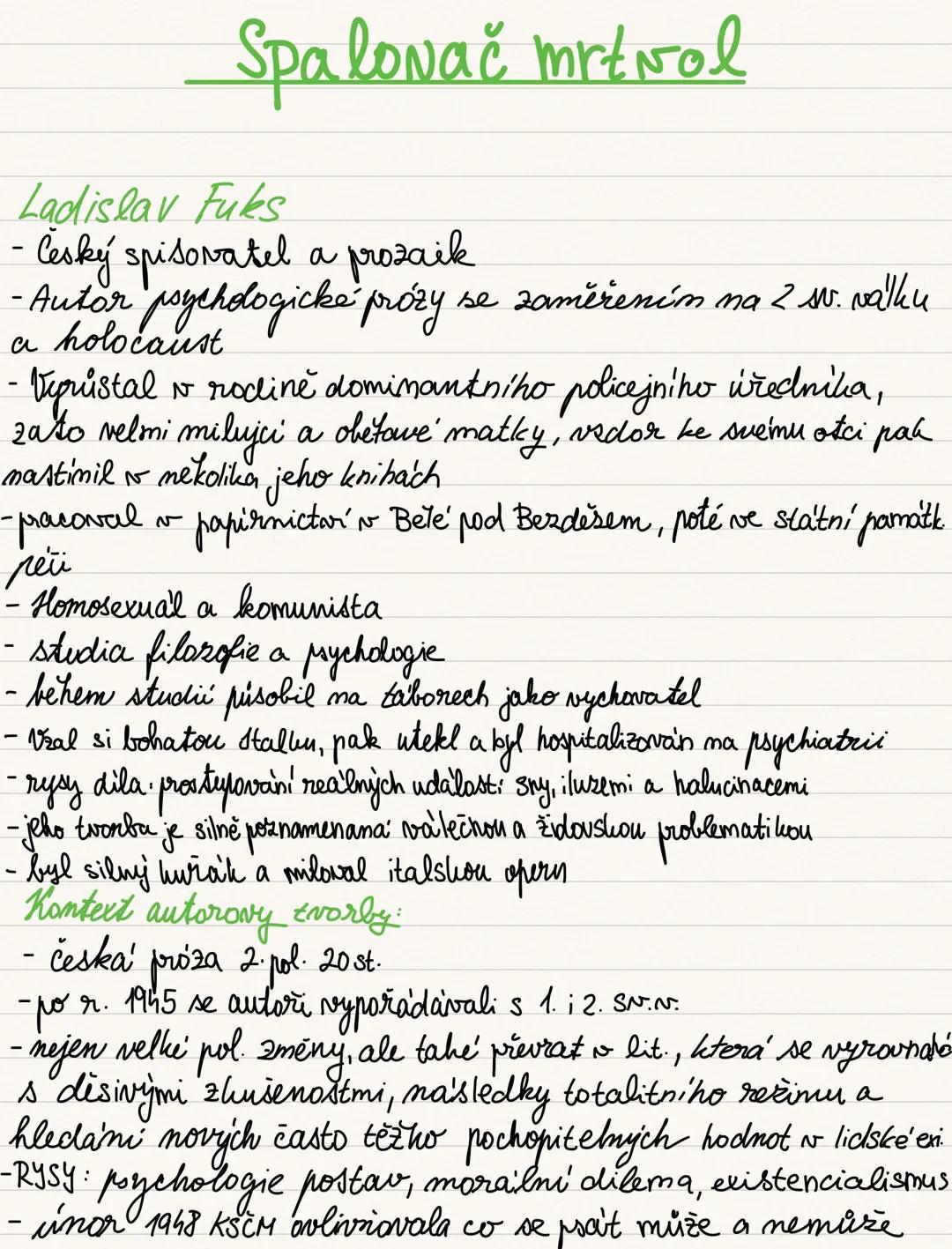 --- OCR Start ---
Spalovač mrtvol
Ladislav Fuks
- Ceský spisovatel a prozaik
- Autor psychologické prozy se zaměřením na 2 sv. valku
a holoc