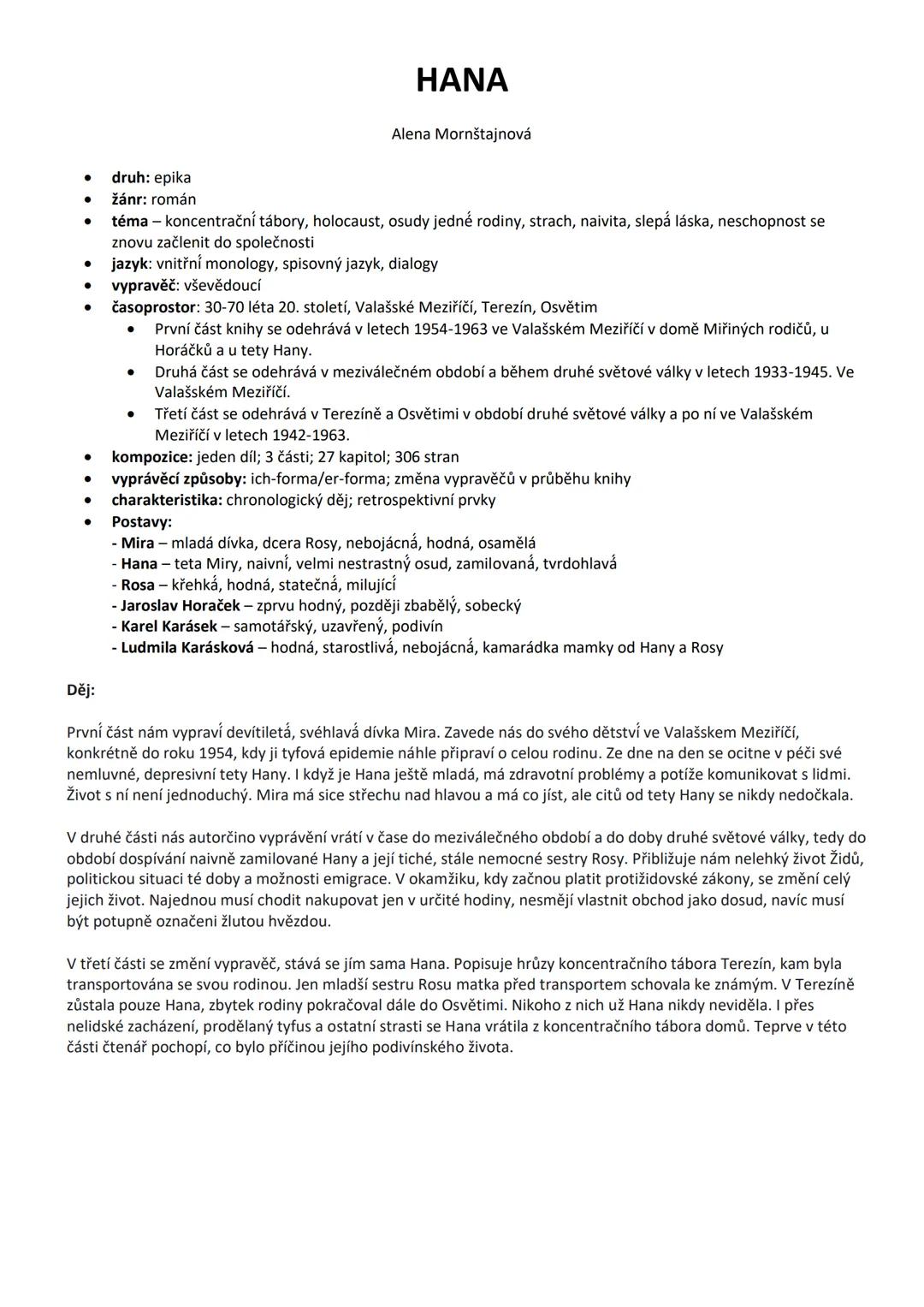 Rozbor díla Hana od Aleny Mornštajnové