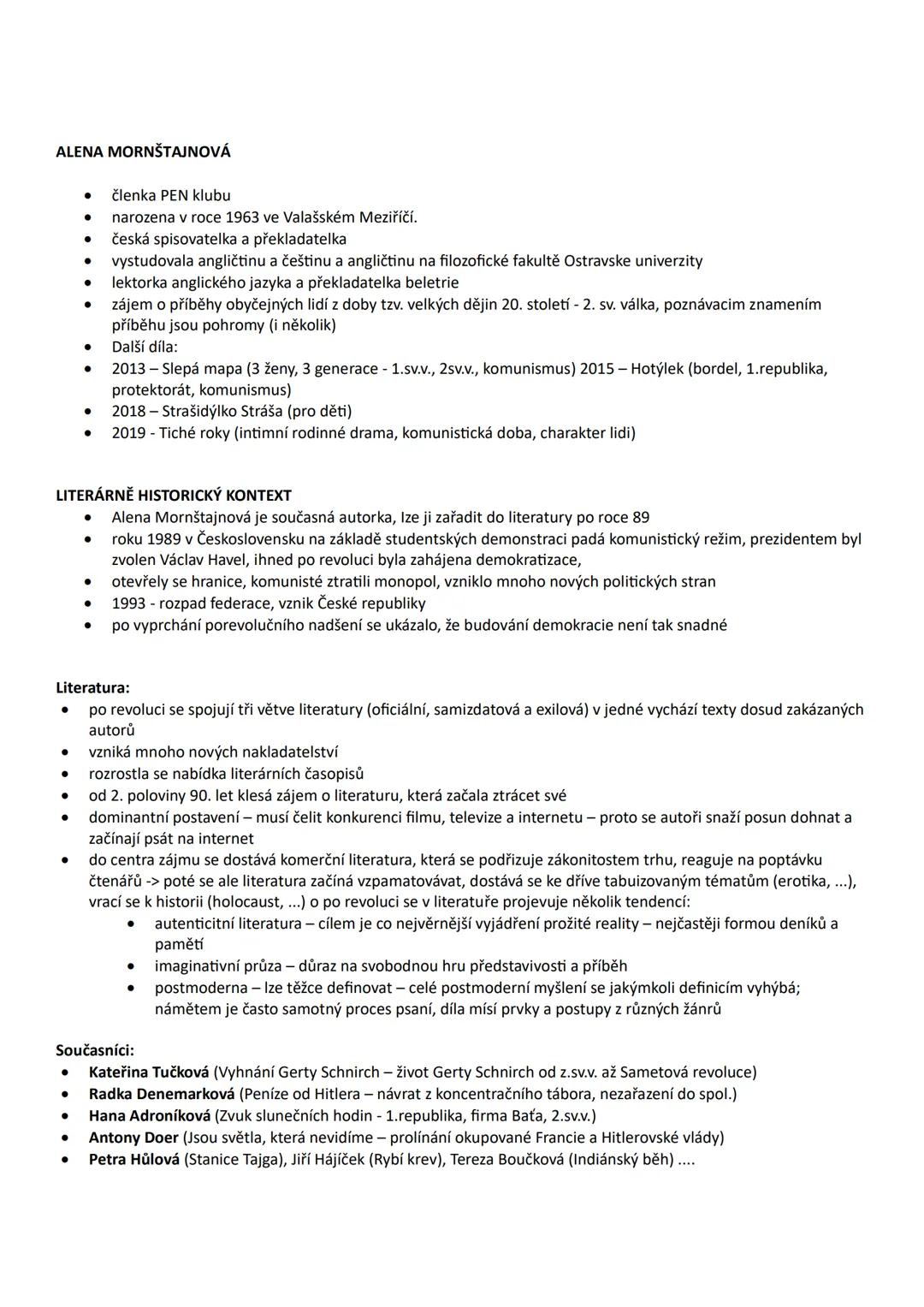 # HANA
Alena Mornštajnová
- druh: epika
- žánr: román
- téma - koncentrační tábory, holocaust, osudy jedné rodiny, strach, naivita, slepá