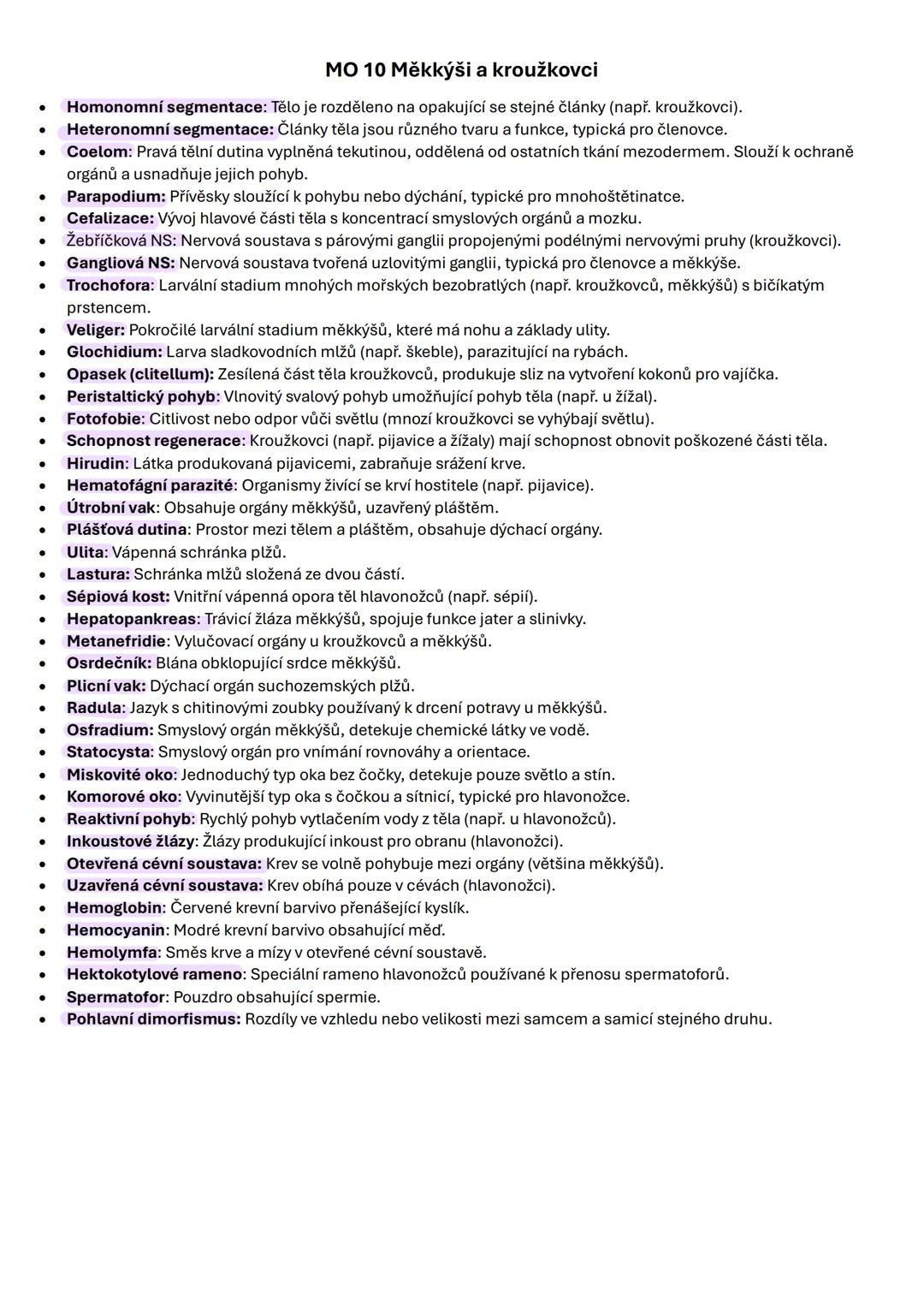 Maturitní otázka do biologie na měkkýše a kroužkovce