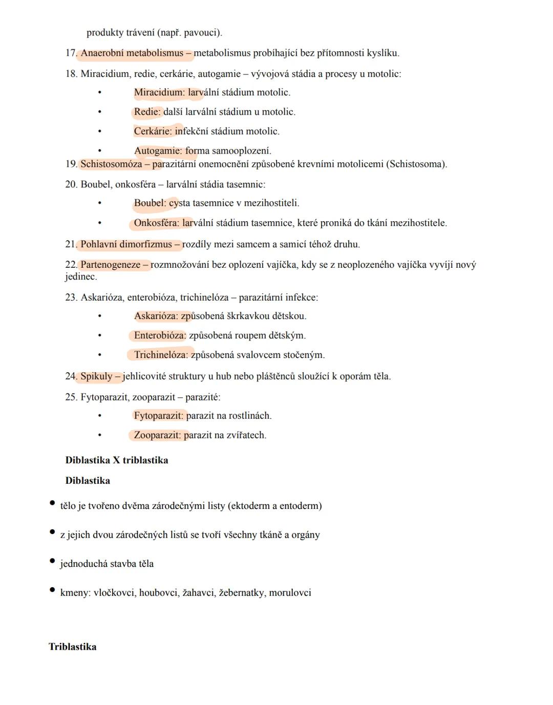 # Biologie 9
1. Cefalizace - proces, při kterém se během evoluce soustřeďují nervová centra v přední části těla, což
vede k vytvoření hlav