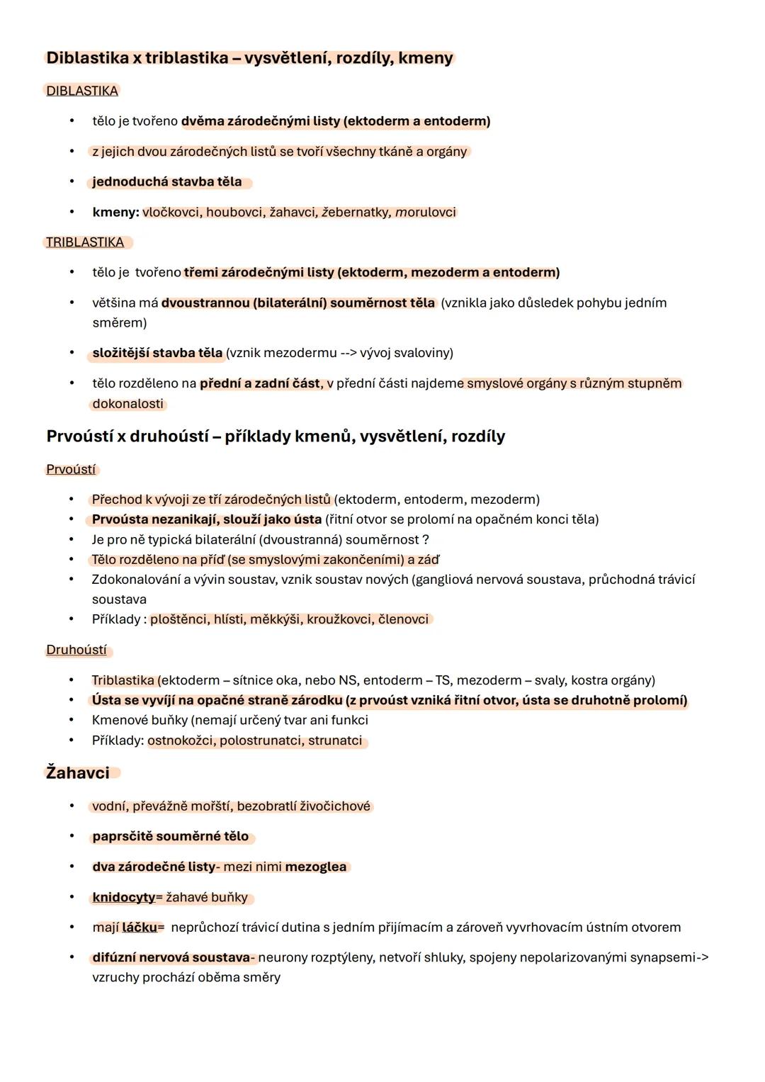 # Biologie 9
1. Cefalizace - proces, při kterém se během evoluce soustřeďují nervová centra v přední části těla, což
vede k vytvoření hlav