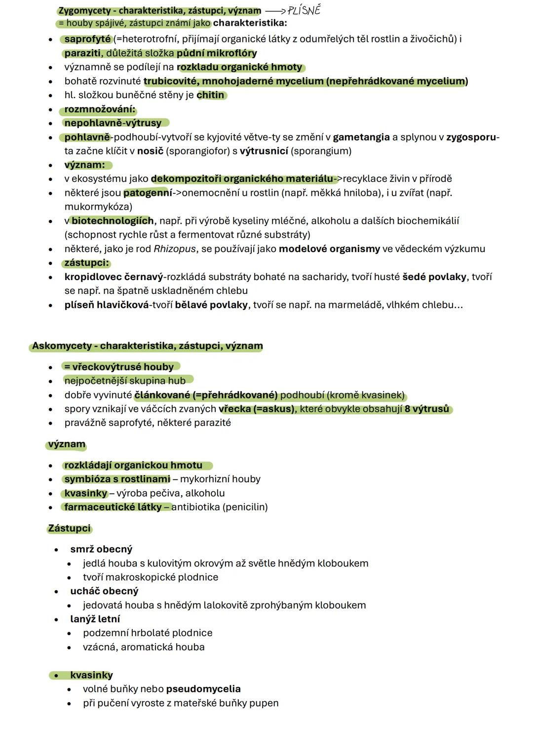 # 7. Houby a lišejníky
1. Heterotrofní výživa - Způsob výživy, kdy organismus získává energii a stavební látky z organických látek, které
p