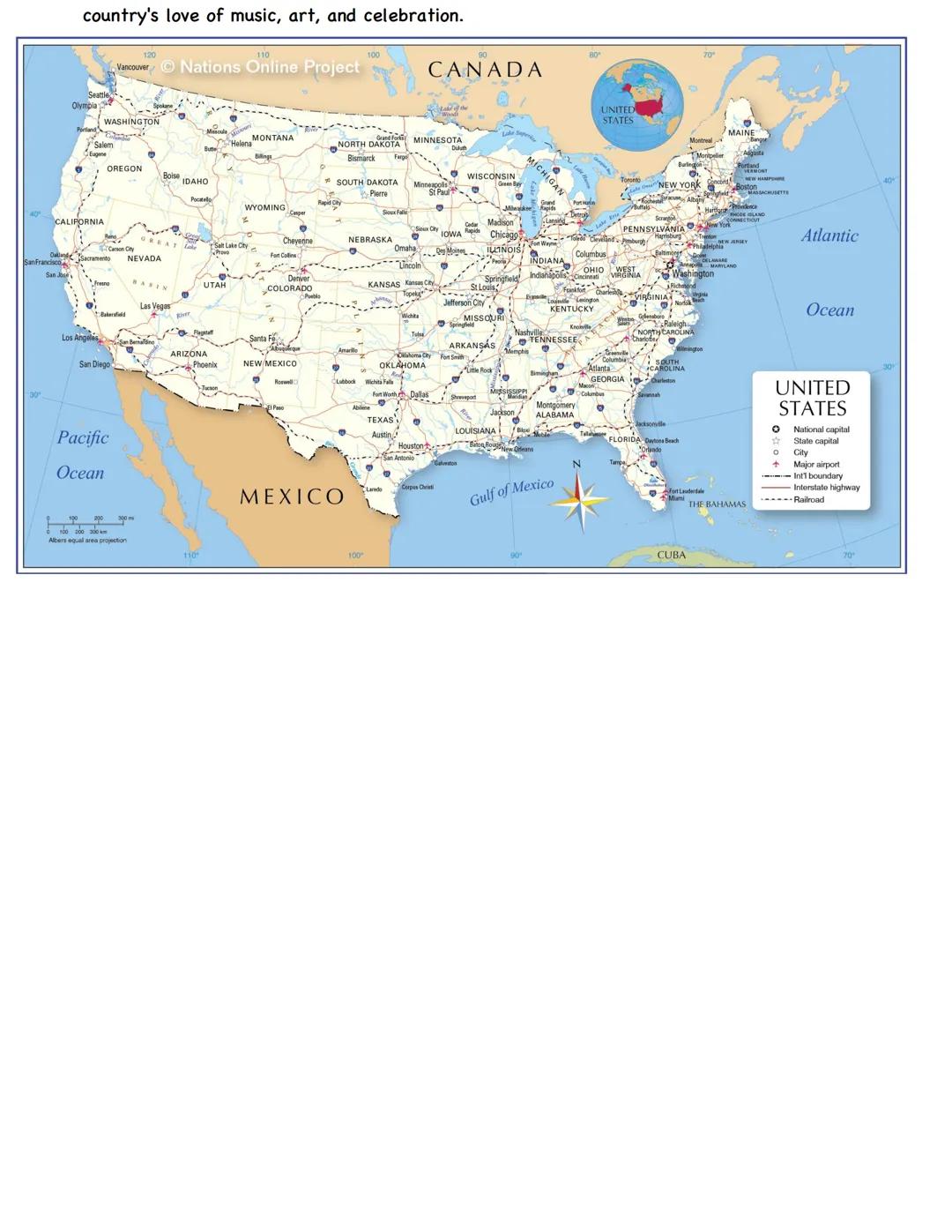# 8. VISITING THE USA
GEOGRAPHY
• The USA covers an area about 9 million sq km.
• It is composed of 50 states. The states are joined toge
