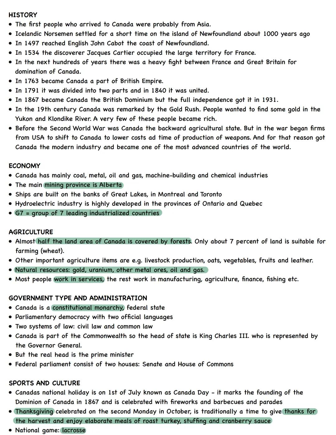 # 11. VISITING CANADA
GENERAL INFORMATION
* Canada is the 2nd largest country in the world (after Russia) => about 10 mil. km2.
* It h