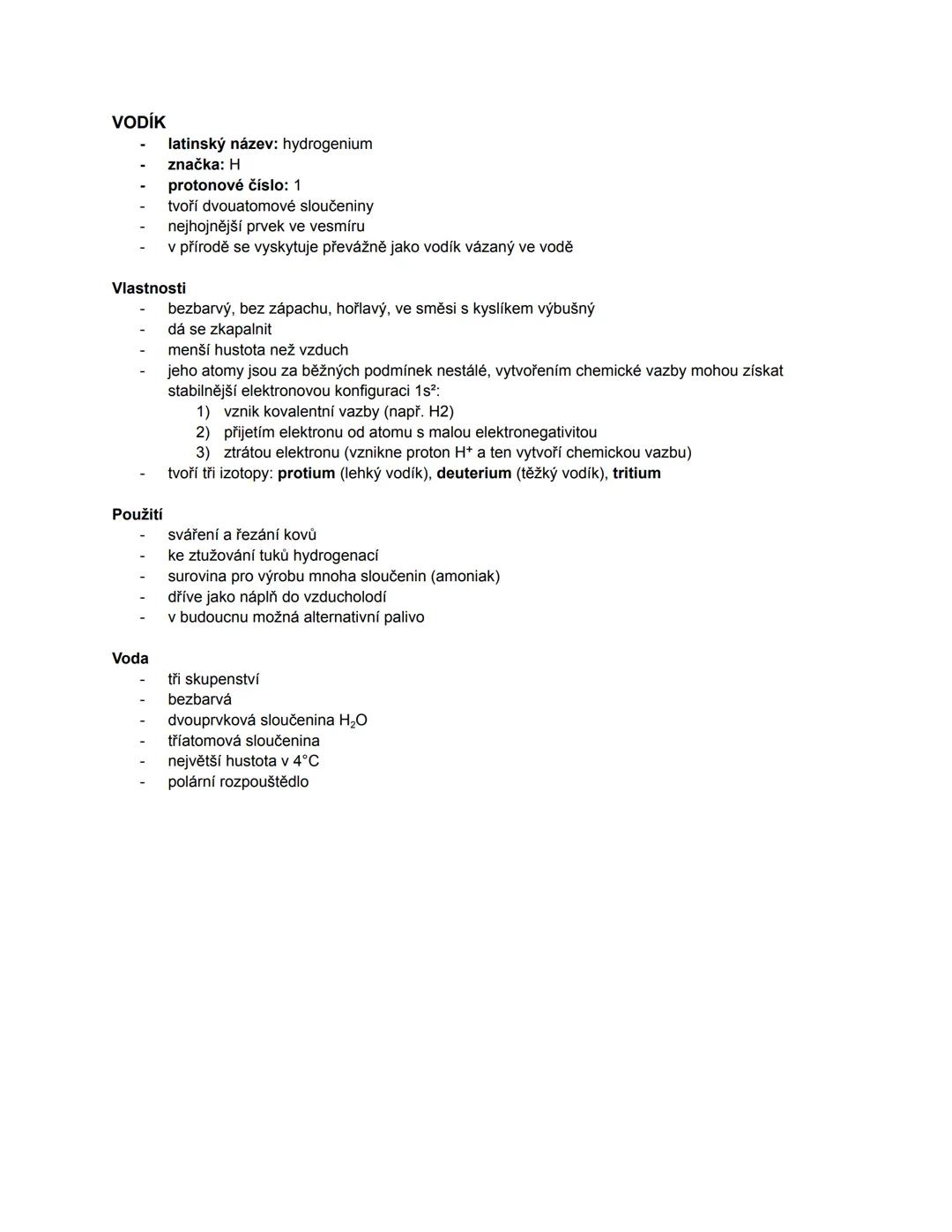 Kyslík a vodík - základní info